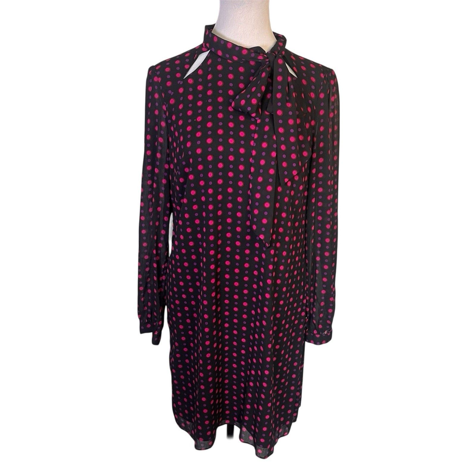 Other The Limited Tie Neck Shift Dress Sz 6 Long Sleeve Cut Outs Size M / US 6-8 / IT 42-44 - 1 Thumbnail