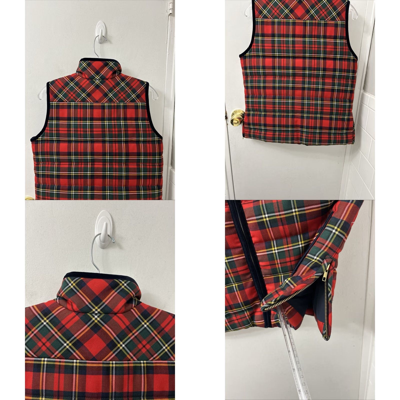 J.Crew VINTAGE J Crew Mountain Puffer Vest Womens Small Red Tartan Plaid Wool Blend H2712 Size S / US 4 / IT 40 - 8 Thumbnail