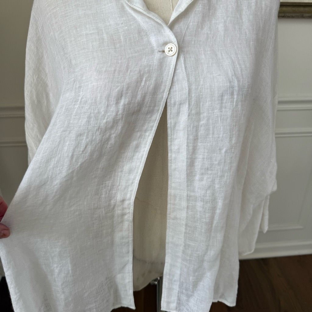 Other Talbots White 100% Linen Top Single Button 6 Petite Size M / US 6-8 / IT 42-44 - 5 Thumbnail