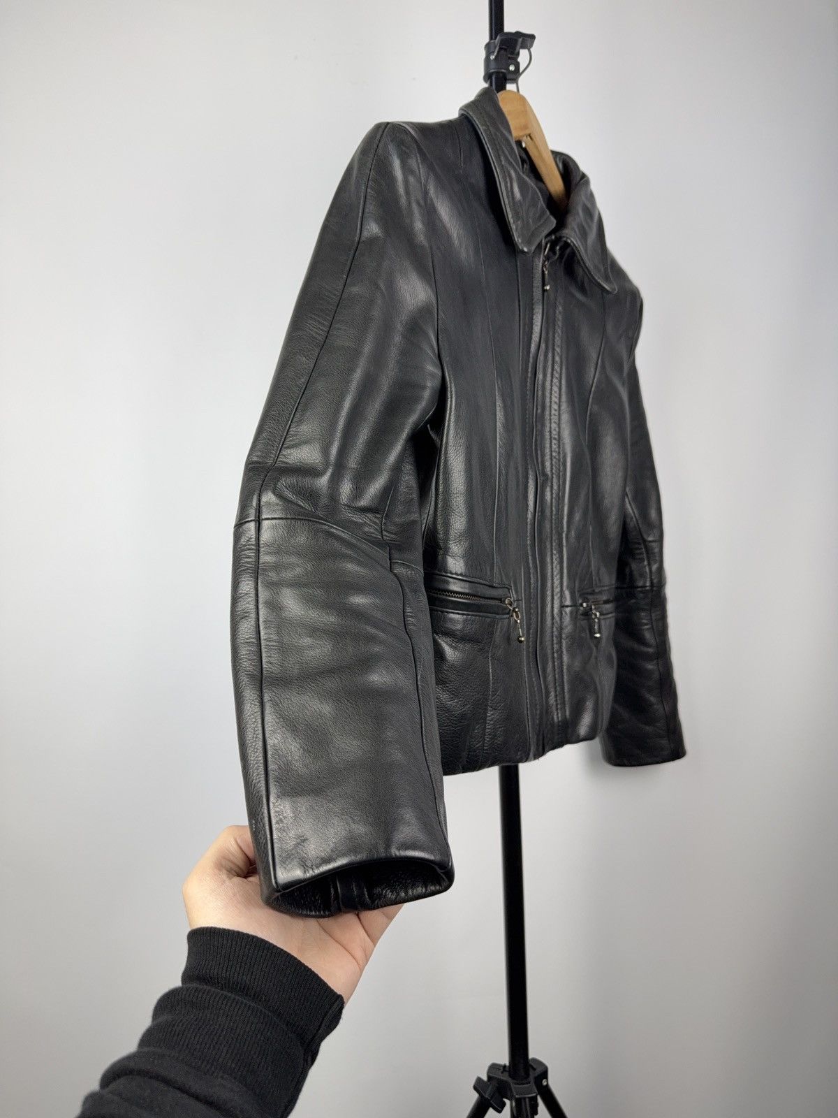 VINTAGE 90’s Rock Y2K LEATHER MOTO Racing BIKER JACKET