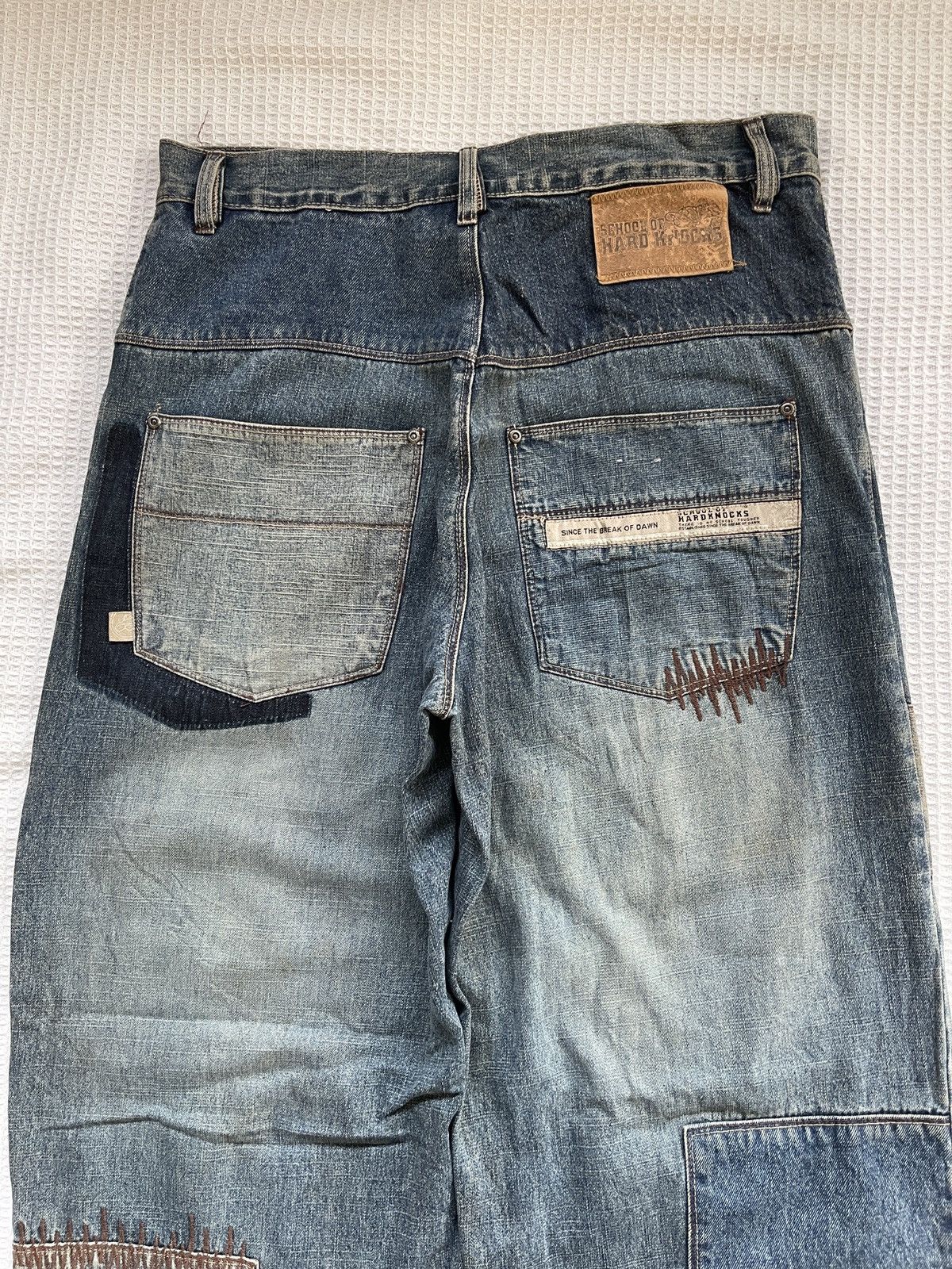 JNCO Rarerest🔥School Of Hard Knocks Skates Baggy Patchwork jeans Size US 35 - 8 Thumbnail