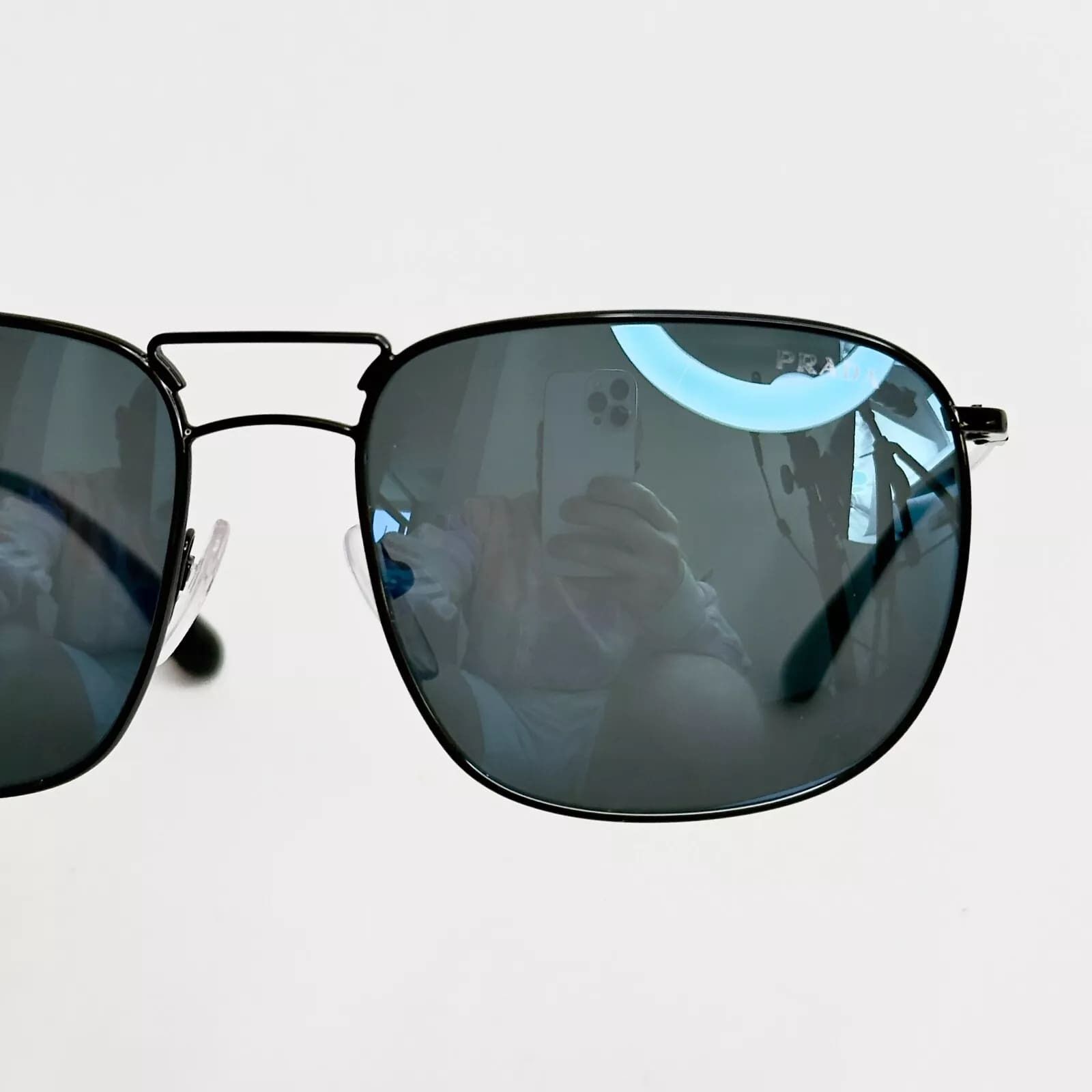 Prada PRADA COLLECTION LEAD PR52TS Black Blue Pilot Sunglasses 52T Size ONE SIZE - 7 Thumbnail