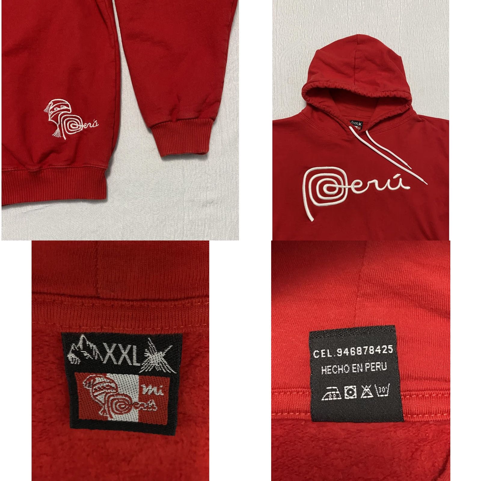 Vintage VINTAGE Peru Hoodie Mens 2XL Red Pullover Sweatshirt Embroidered Tourist Souvenir Size US XXL / EU 58 / 5 - 8 Thumbnail