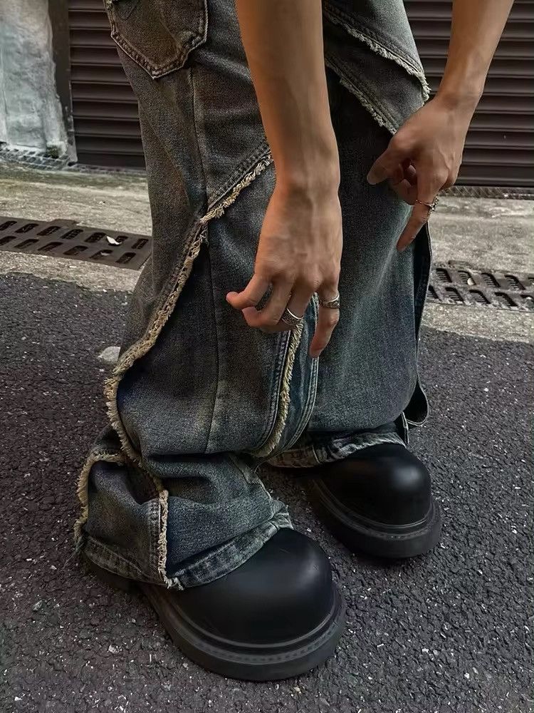Japanese Brand × Jean Retro heavy-duty stitching raw edge micro-flared jeans y2k Size US 32 / EU 48 - 6 Thumbnail