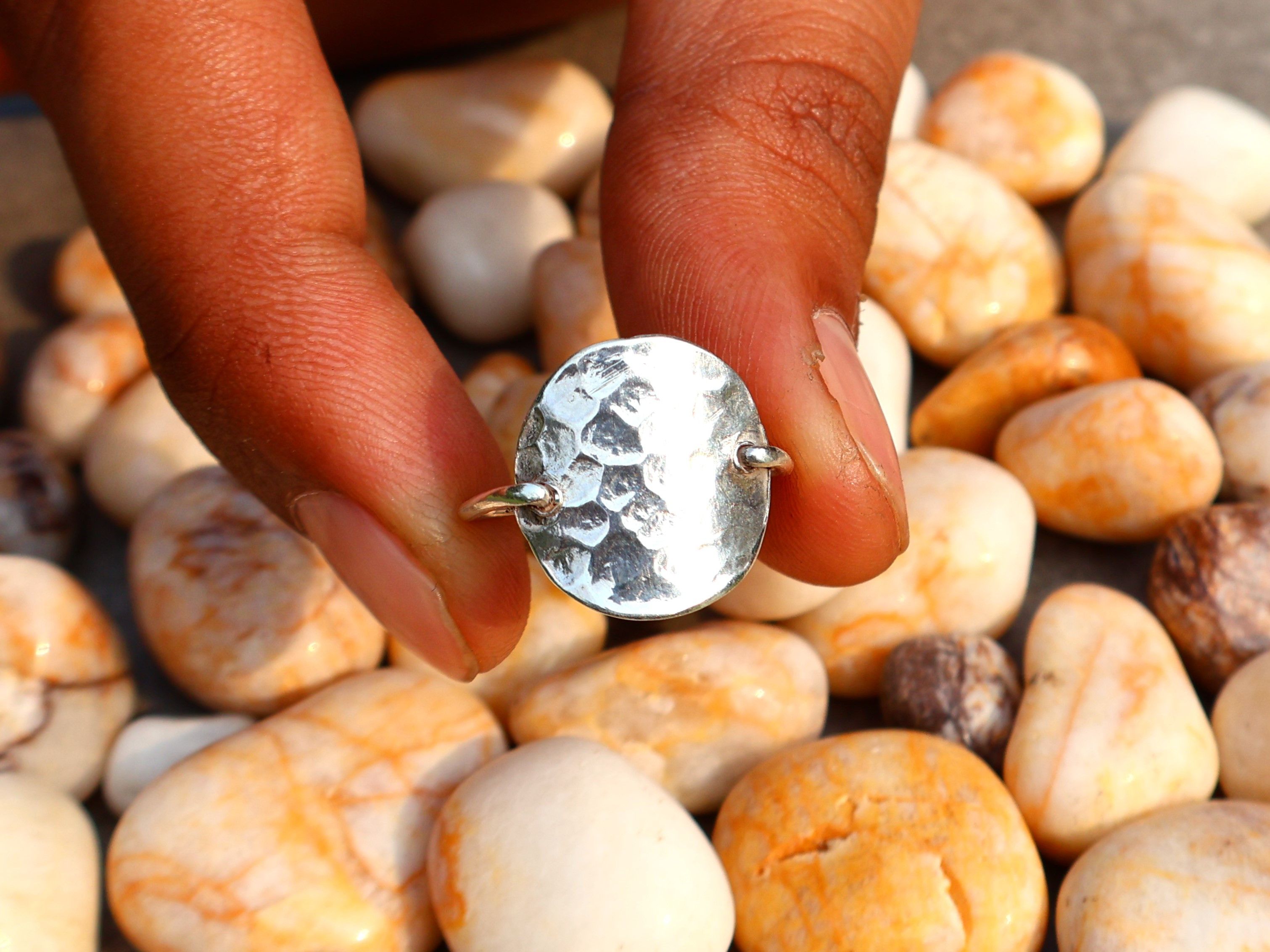 Handmade Hammered Ring, 925 Sterling Silver Ring, Handmade Women Ring Size ONE SIZE - 9 Thumbnail