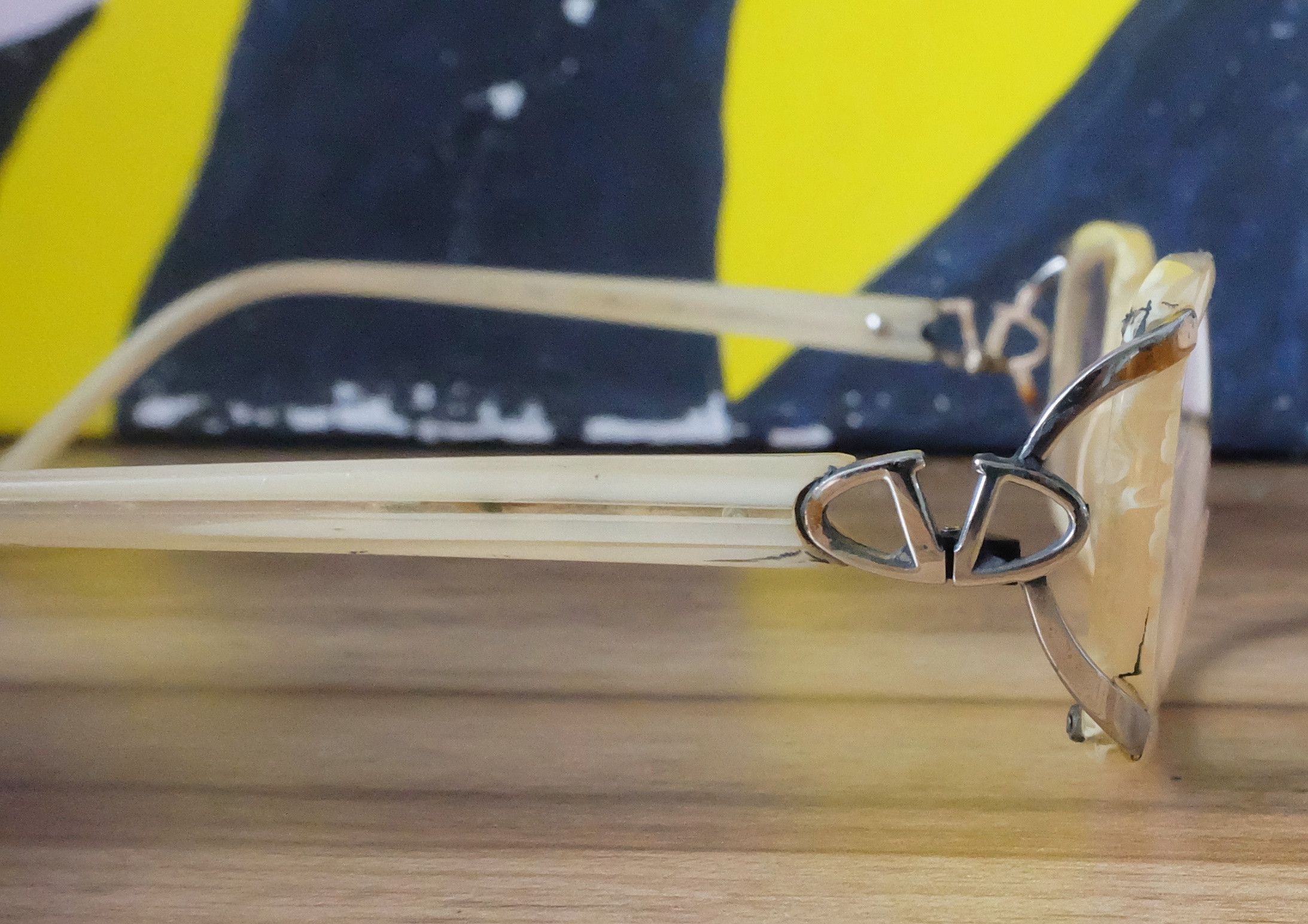 Gianni Valentino Valentino Garavani Glasses Brown Wood Pattern Made in Italy Size ONE SIZE - 8 Thumbnail