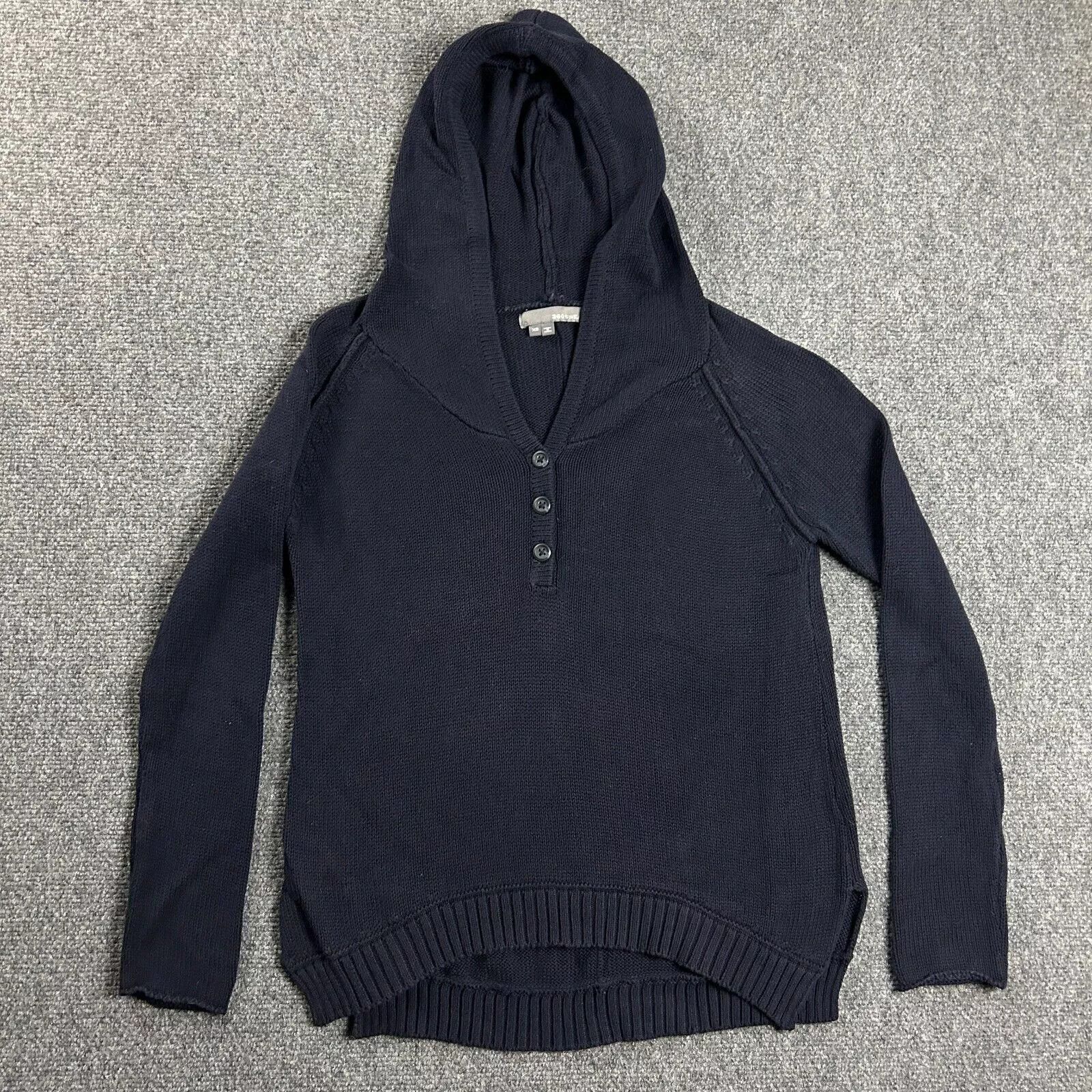 Other 360 Sweater Womens XS Blue Knit Henley Hooded 100% Cotton Size XS / US 0-2 / IT 36-38 - 1 Thumbnail