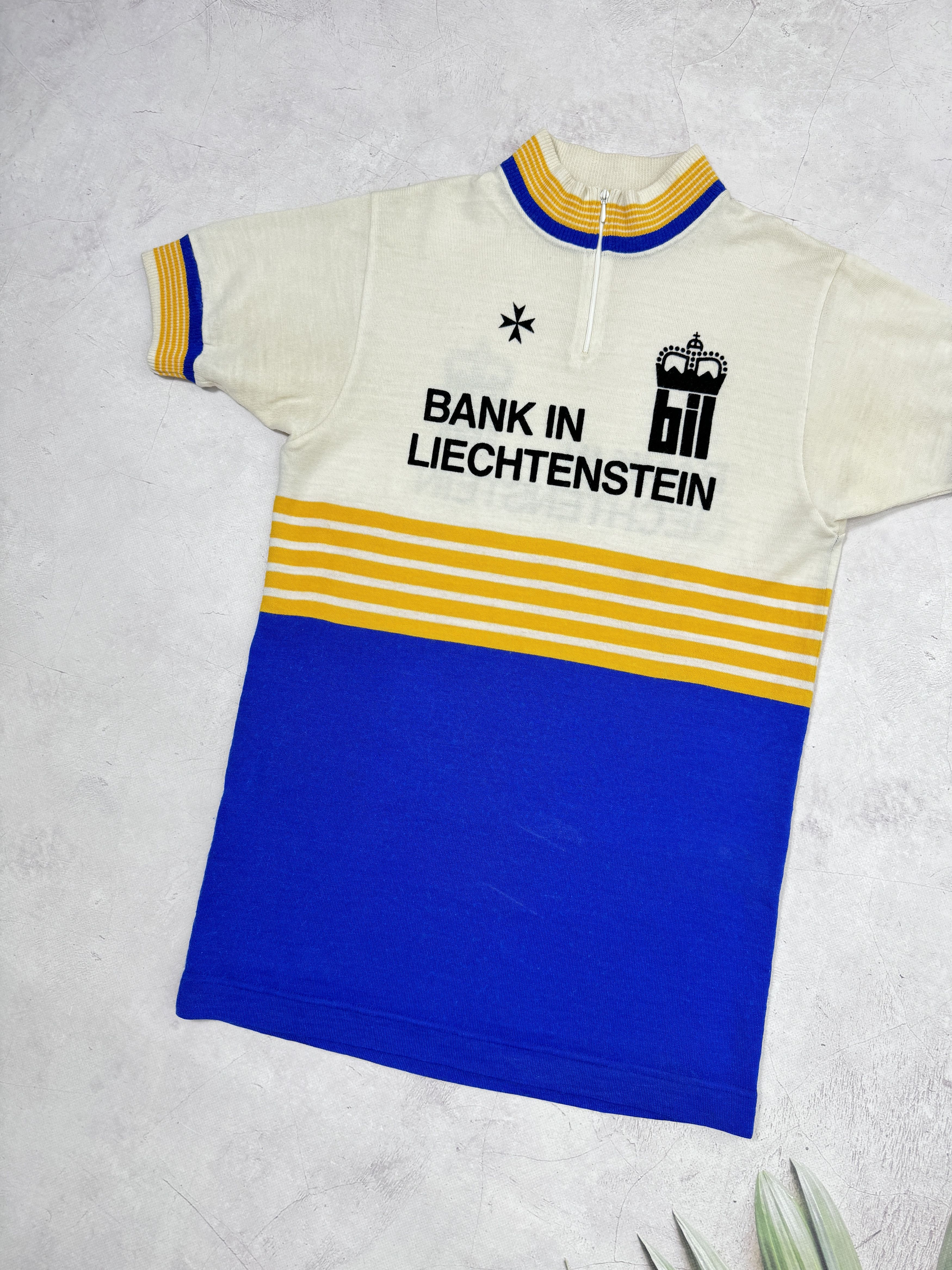 Vintage 70s Bank in Liechtenstein Cycling Jersey by Befa Sport Size US M / EU 48-50 / 2 - 2 Thumbnail