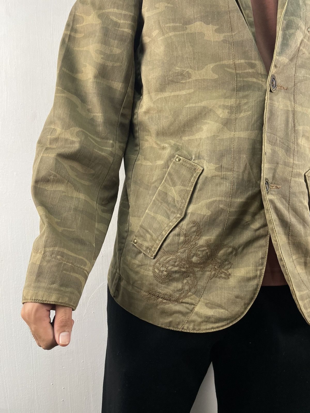 Japanese Brand Vintage Kissmark Camo Denim Blazer Jacket Size US L / EU 52-54 / 3 - 4 Thumbnail
