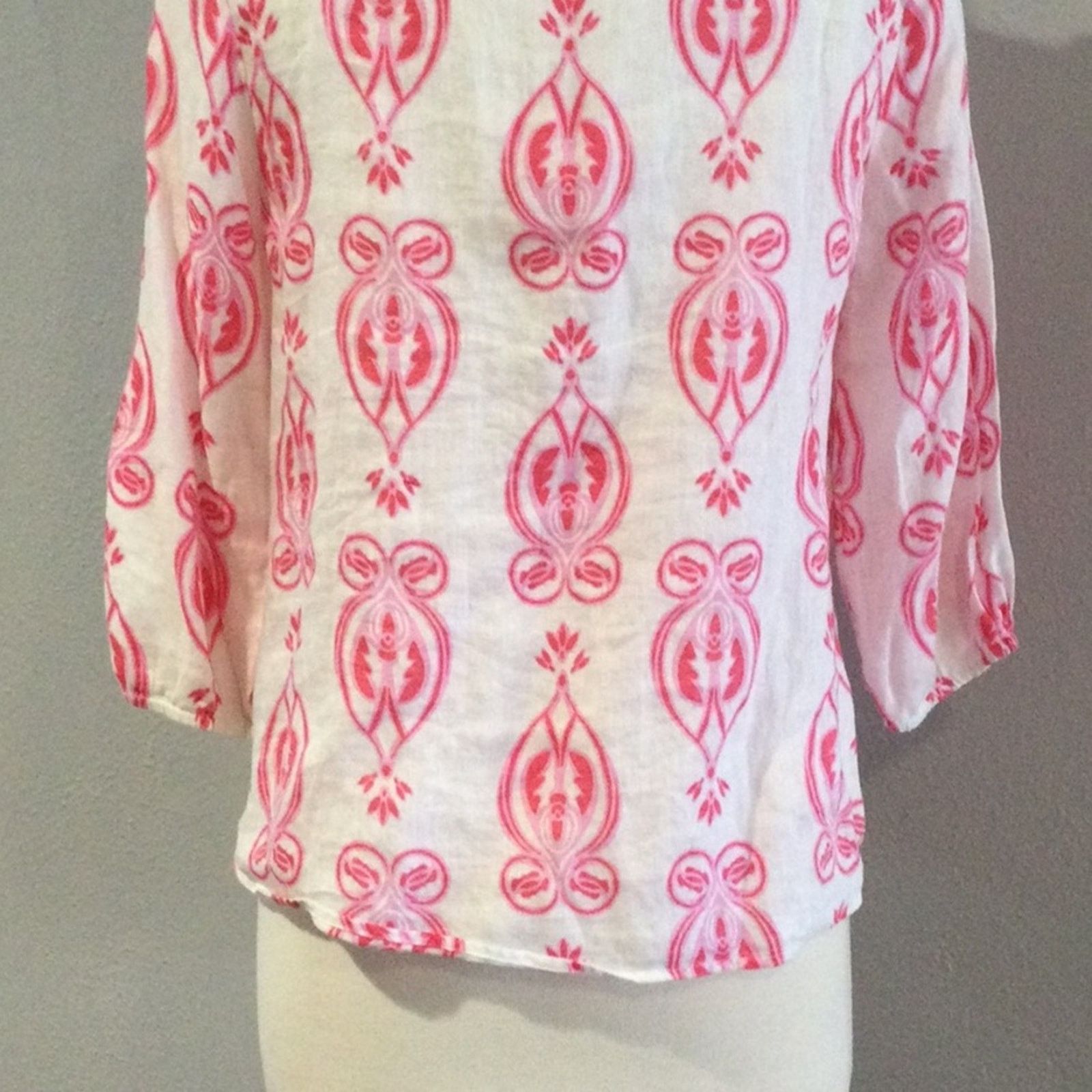 Other Crown & Ivy Petite White & Pink Semi Sheer Pullover Top PM Size M / US 6-8 / IT 42-44 - 10 Thumbnail