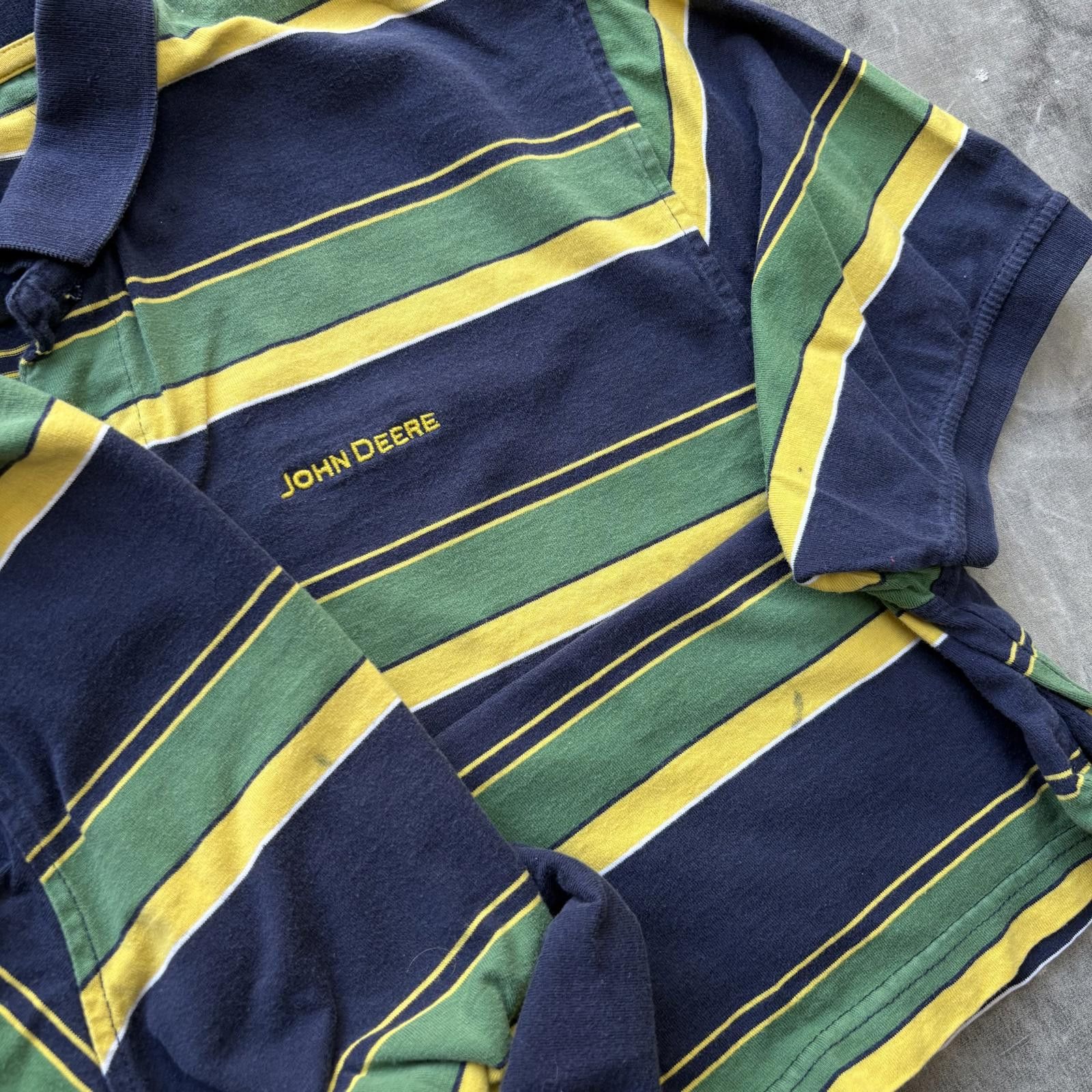 John Deere Vintage Y2K John Deere Grunge Preppy Striped Polo Shirt Size US L / EU 52-54 / 3 - 6 Thumbnail