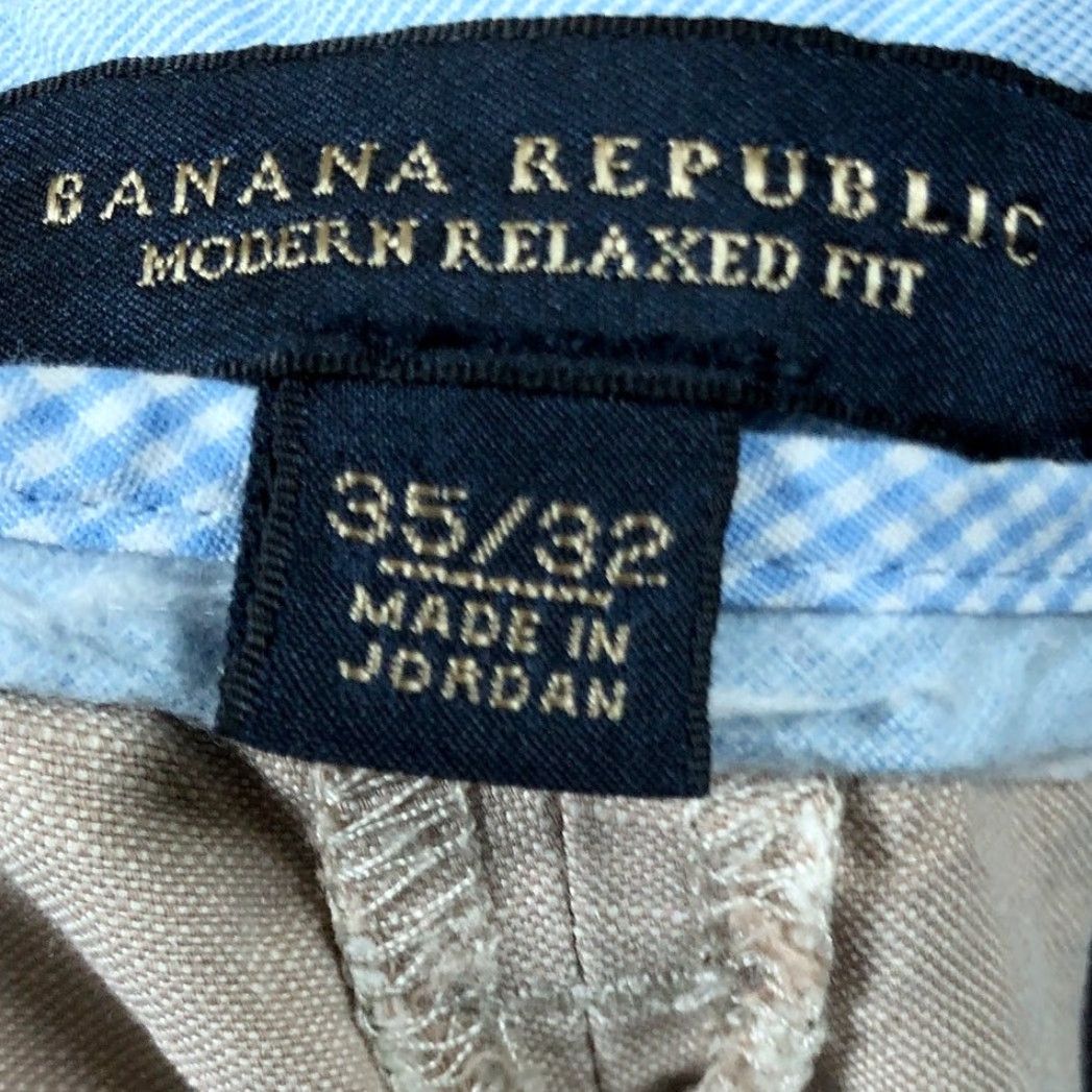 Banana Republic Banana Republic Mens Pants Tan Modern Relaxed Fit Linen Cotton Blend 35x32 Pants Casual Work Formal Shirt Size US 35 - 4 Thumbnail