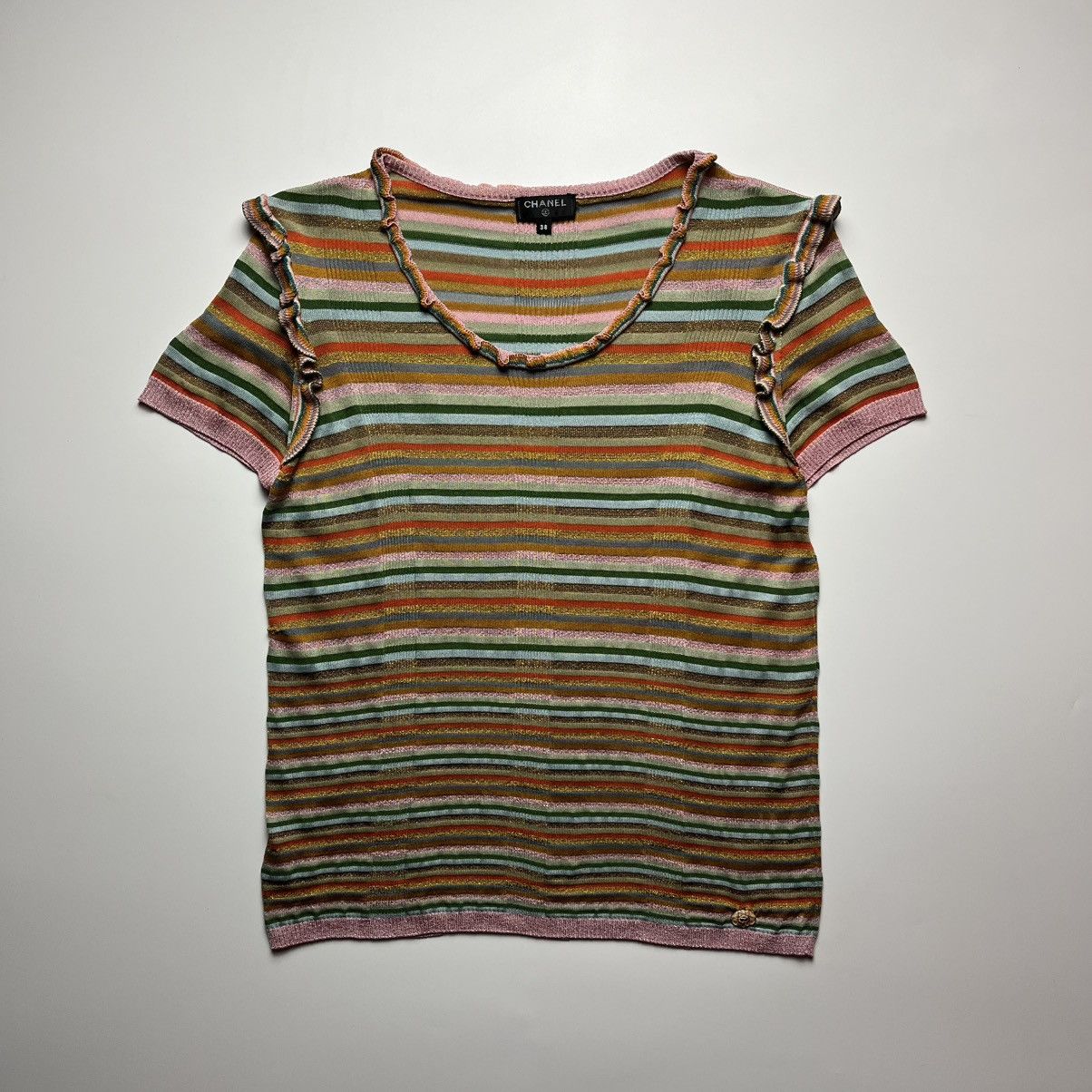 CHANEL SS07 - Multicolor Striped Metallic Knit Top