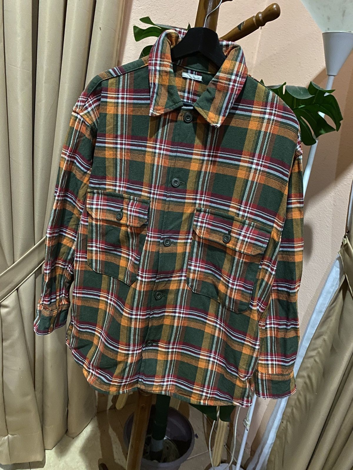 GU Vintage GU Japan Flannel Shirt Green Orange Plaid Medium Size US M / EU 48-50 / 2 - 4 Thumbnail