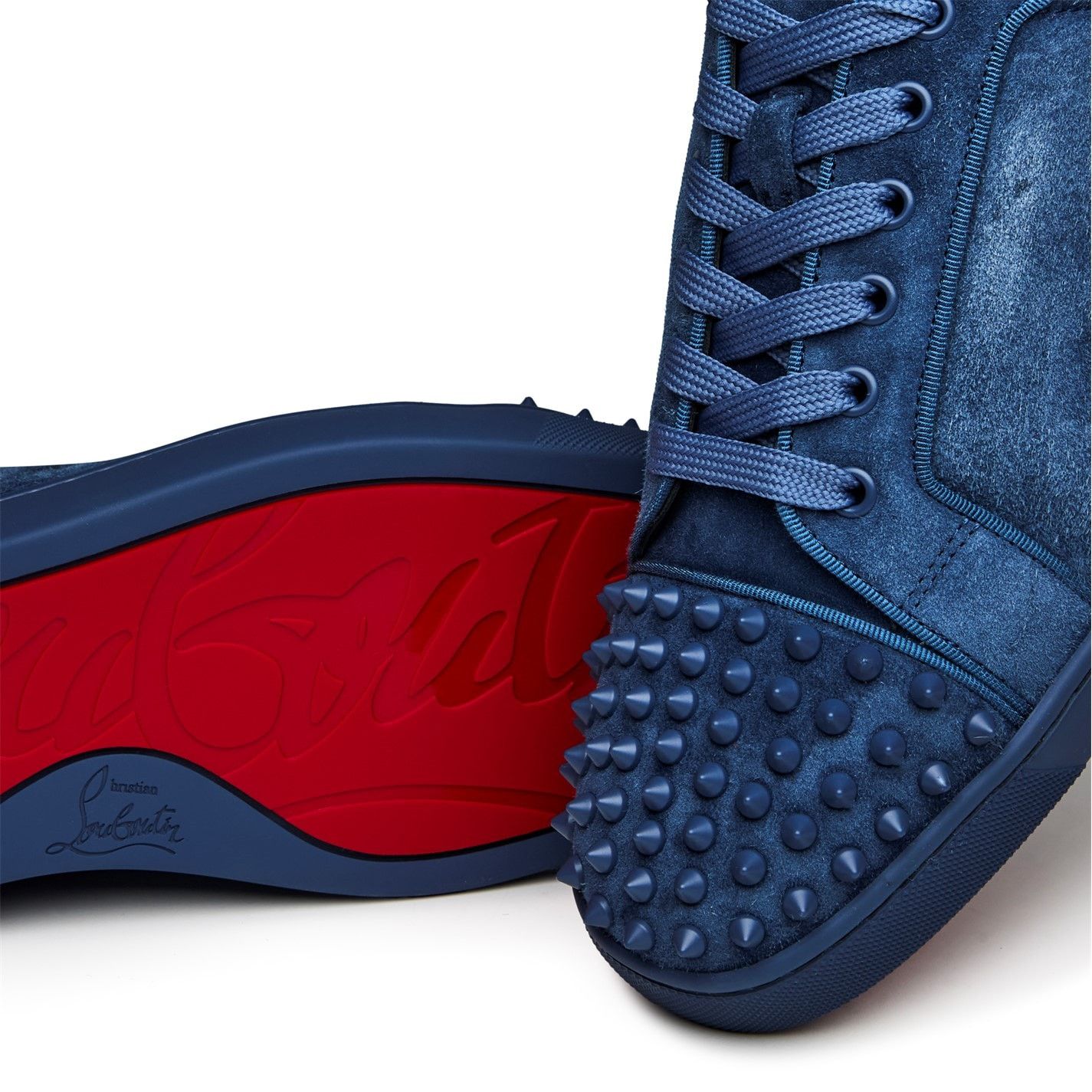 Christian Louboutin Men'S Louis Junior Spikes Suede Trainers Size US 9 / EU 42 - 6 Thumbnail