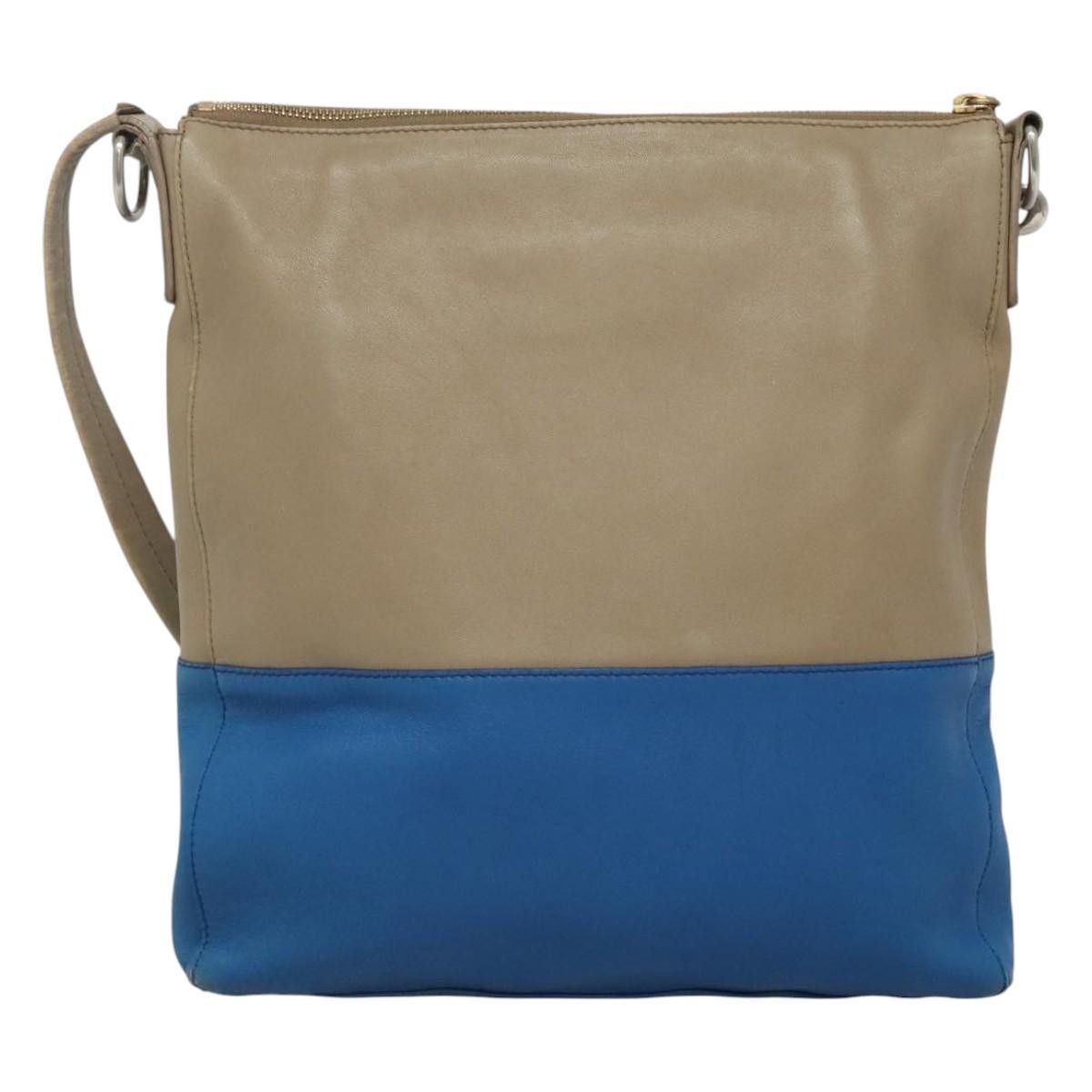 Celine CELINE Shoulder Bag Leather Beige Gold Blue Size ONE SIZE - 2 Thumbnail