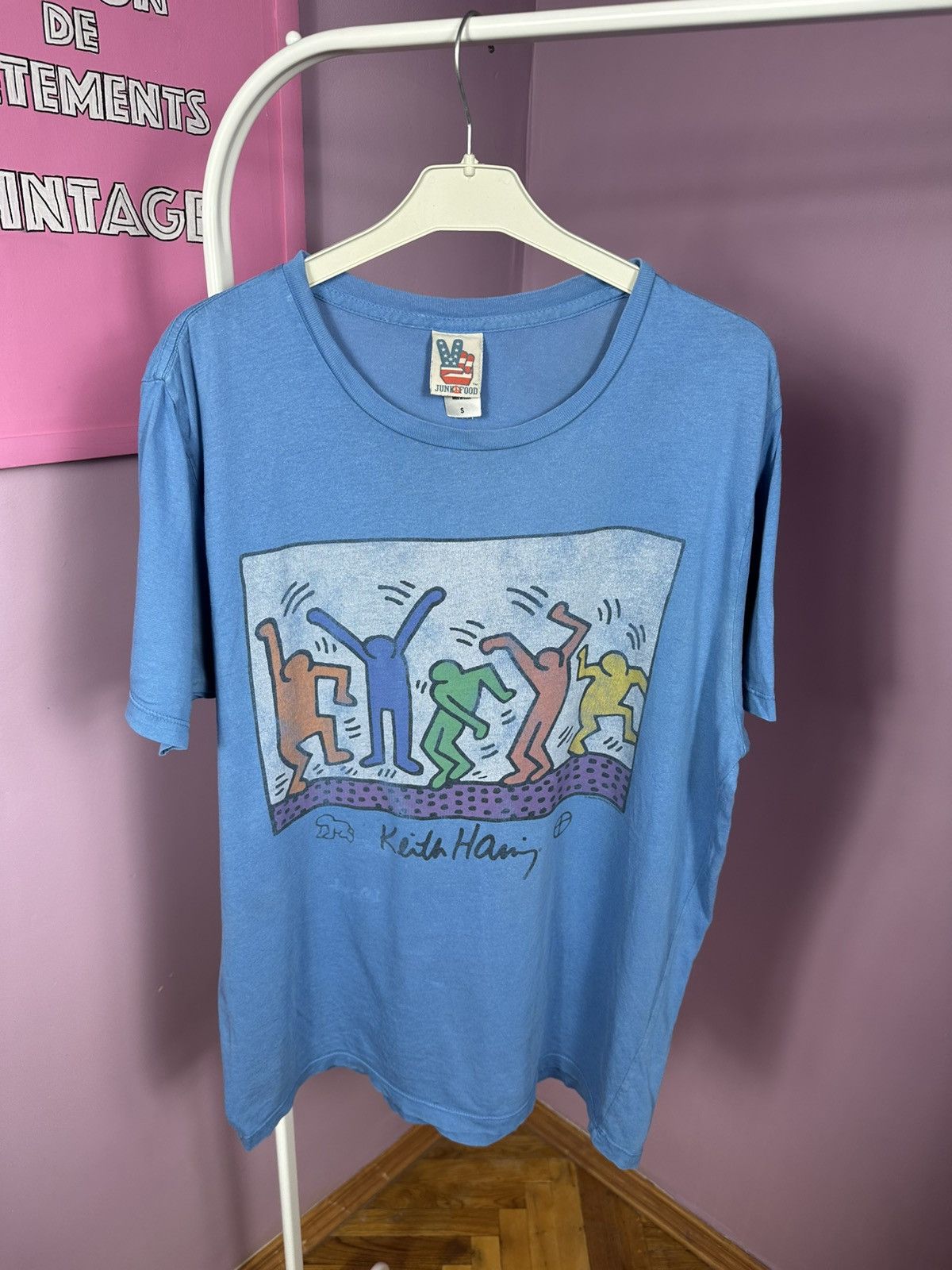 Junk Food Vintage Junk Food Keith Haring Dance Art T-Shirt Blue Logo Size US S / EU 44-46 / 1 - 15 Thumbnail