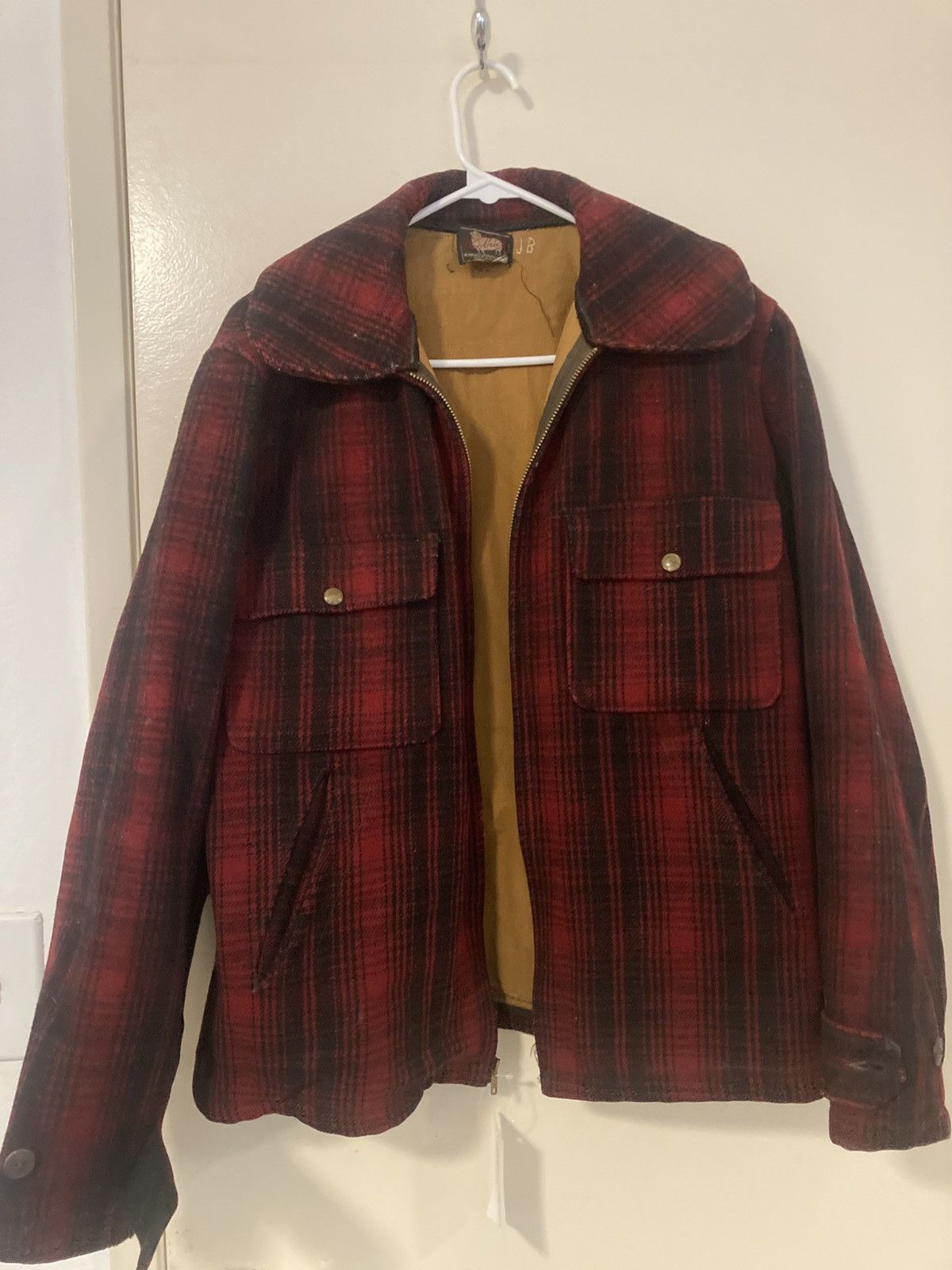 Woolrich Woolen Mills Vintage 1940s woolrich red black tweed chamois line barncoat Size US L / EU 52-54 / 3 - 1 Thumbnail