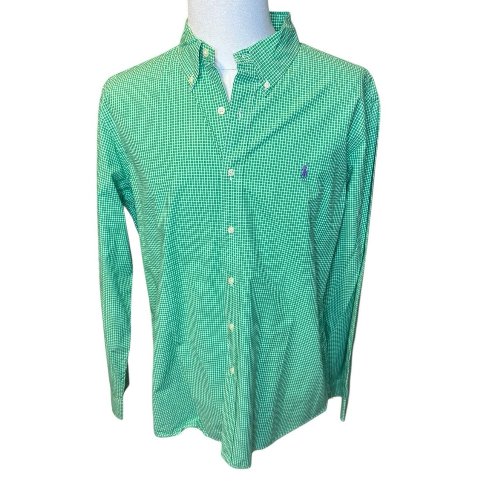 Ralph Lauren Ralph Lauren Green Check Button Down Classic Fit Dress Shirt Size US XL / EU 56 / 4 - 1 Thumbnail