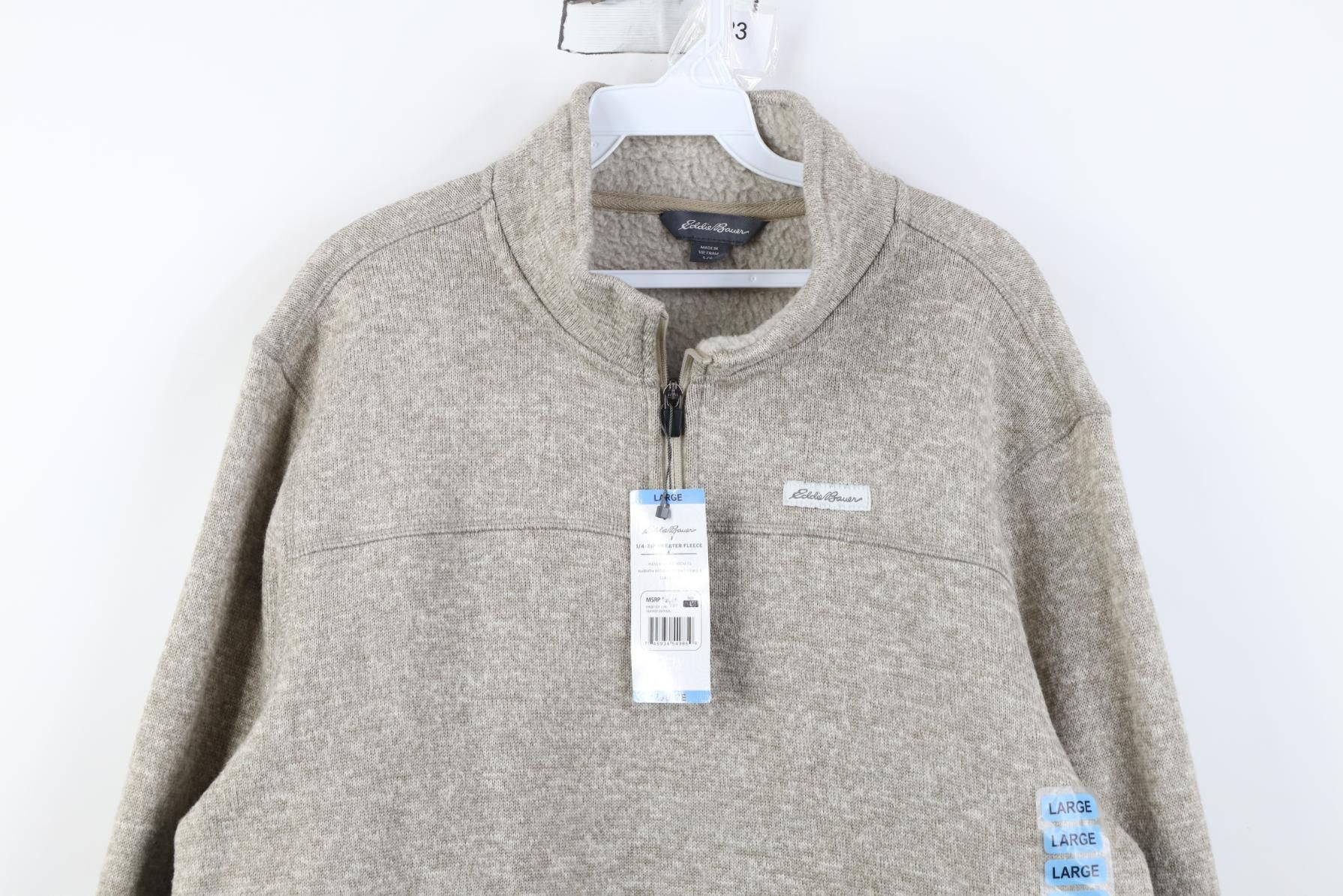 Eddie Bauer Deadstock Y2K Eddie Bauer Fleece Knit 1/4 Zip Sweater Beige Size US L / EU 52-54 / 3 - 2 Thumbnail
