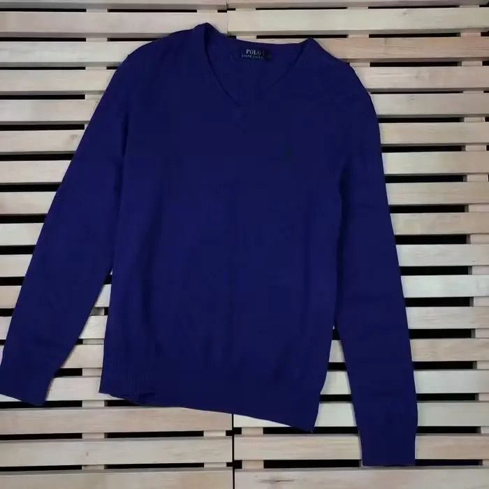Mens Sweater V - Neck Jumper Polo Ralph Lauren Size M Wool