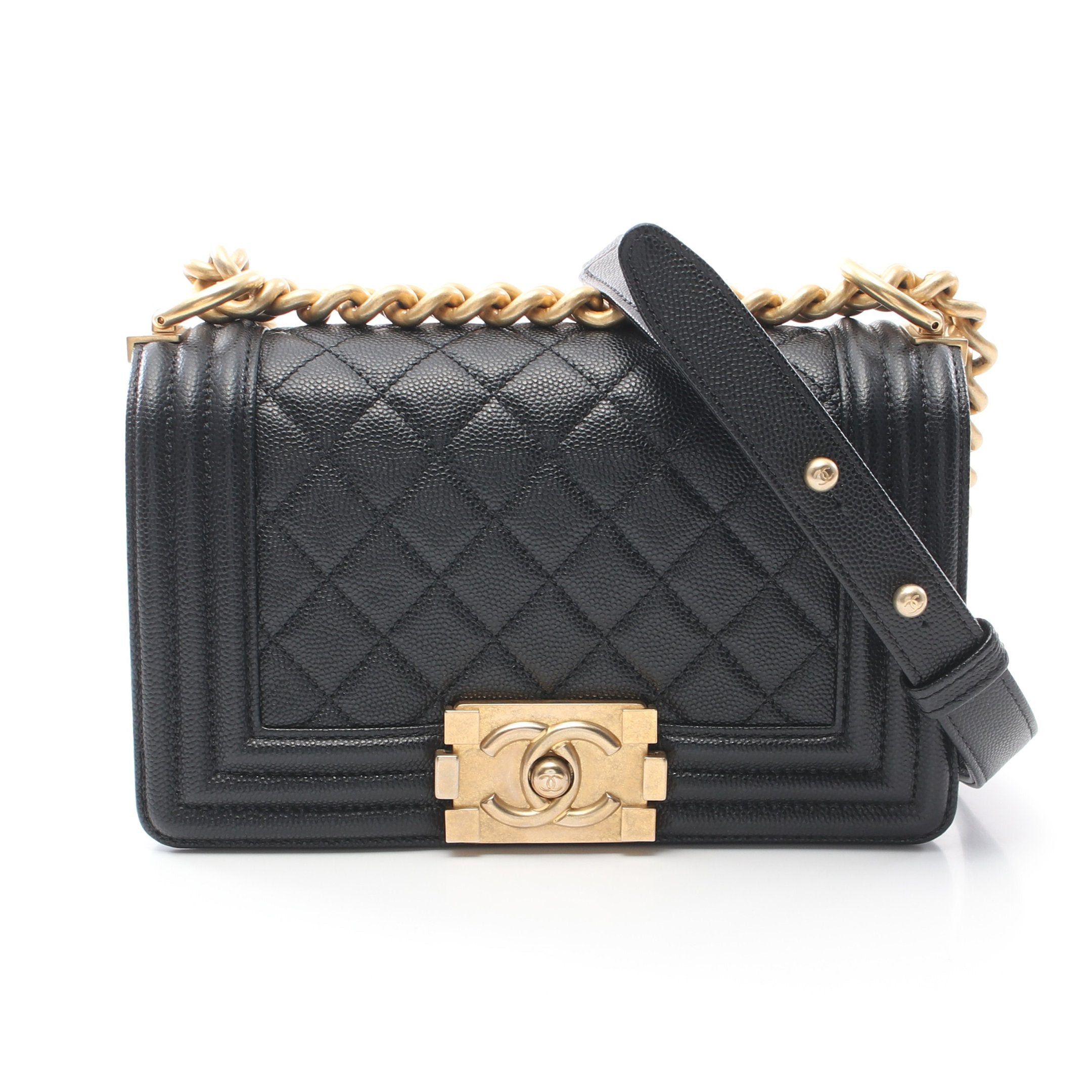 Chanel Chanel Boy Chanel Small Chain Shoulder Bag Caviar Skin Black Gold Hardware Size ONE SIZE - 1 Thumbnail