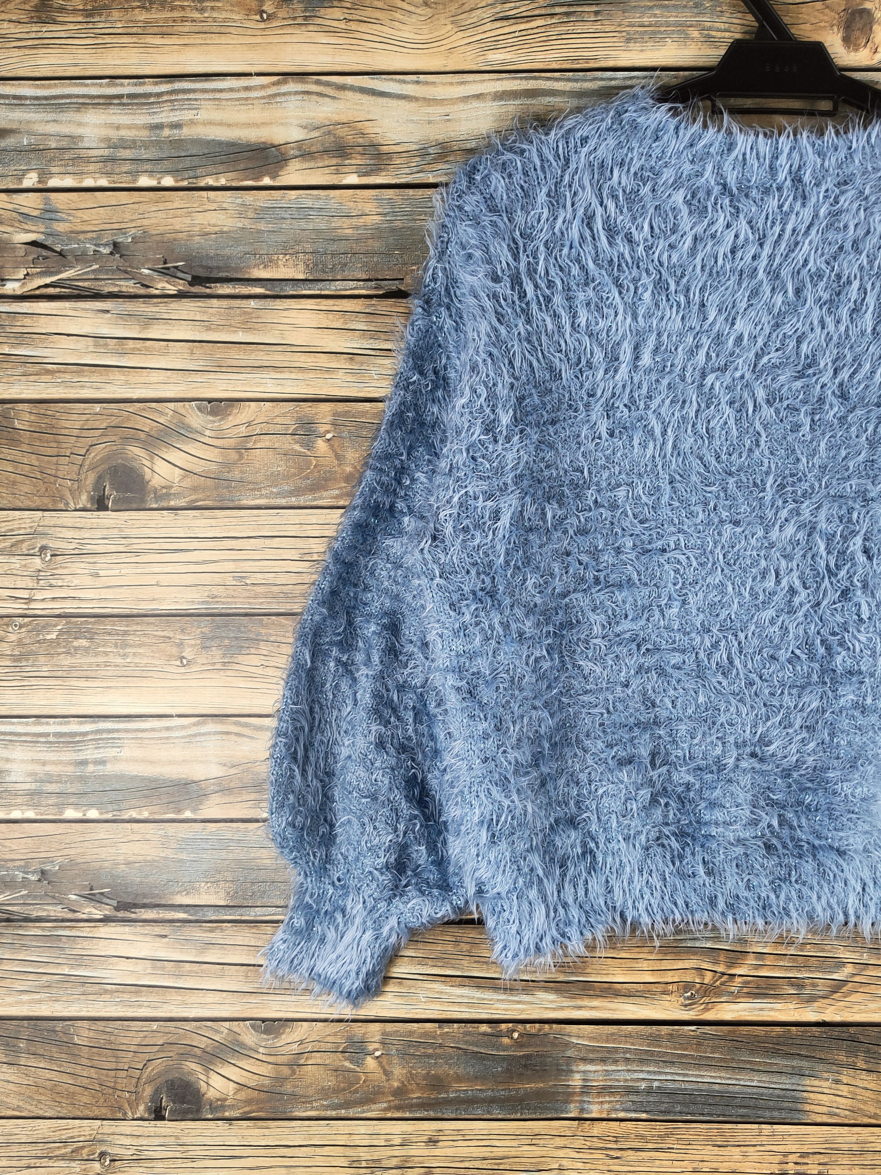 Japanese Brand Dl GU Blue Fur Mohair Knitwear #46-459 Size M / US 6-8 / IT 42-44 - 8 Thumbnail
