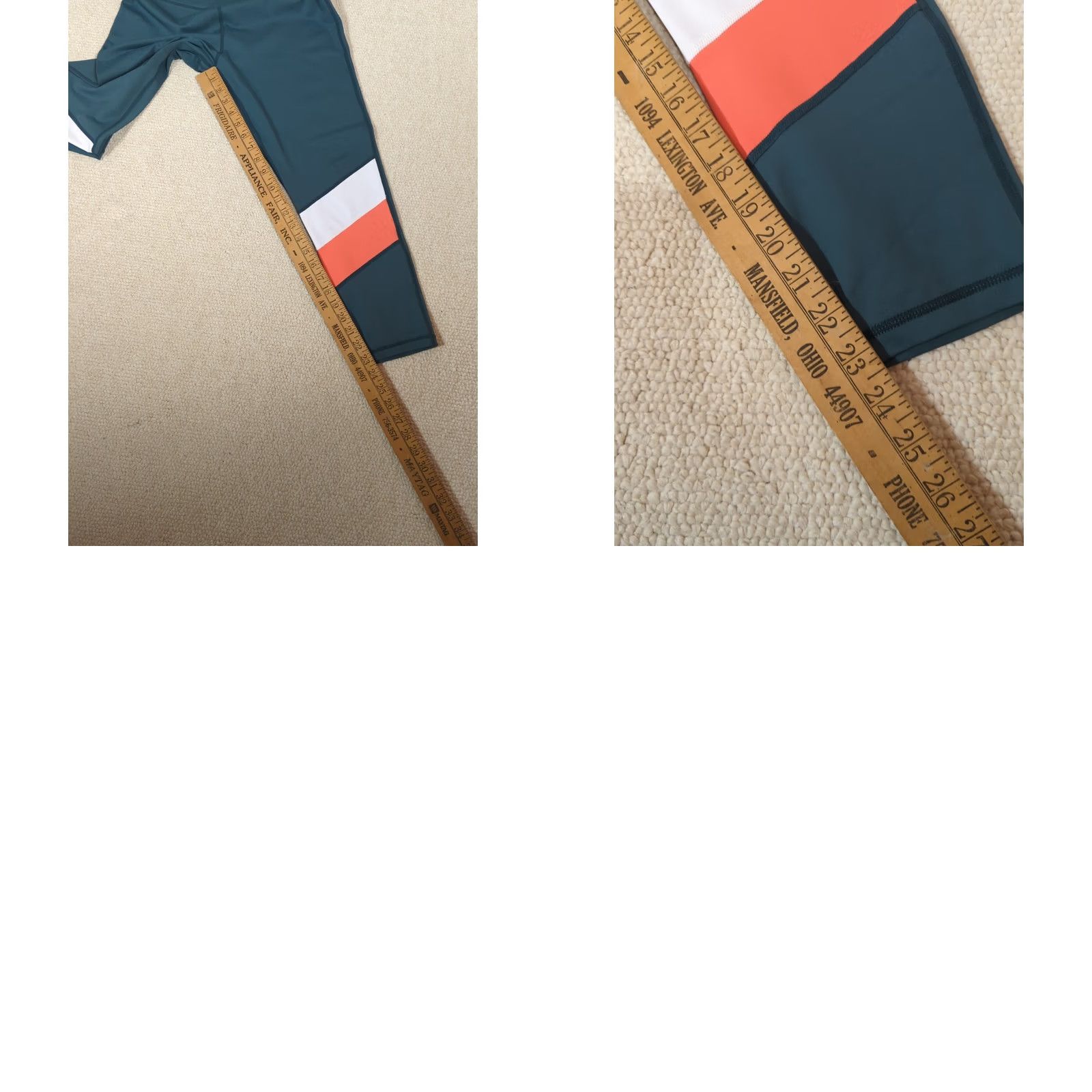 Vintage Active Zyia leggings Womens Leggings Cropped 14 Green Coral White Stripe Athleisure Sports Womens Size 36" / US 14 / IT 50 - 8 Thumbnail