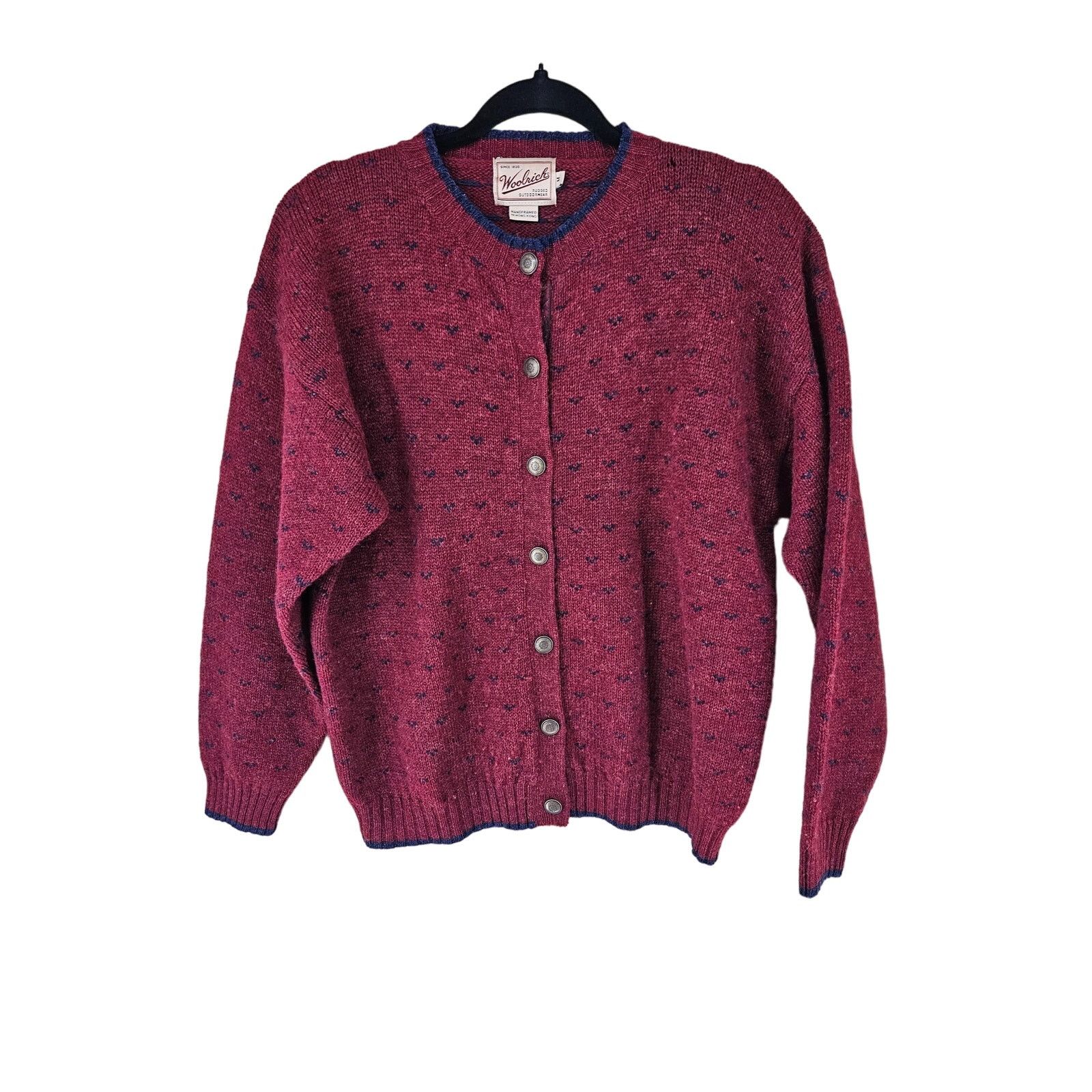 Woolrich Woolen Mills Vtg Woolrich Hand Frame Red Wool Button Sweater Size M / US 6-8 / IT 42-44 - 1 Thumbnail