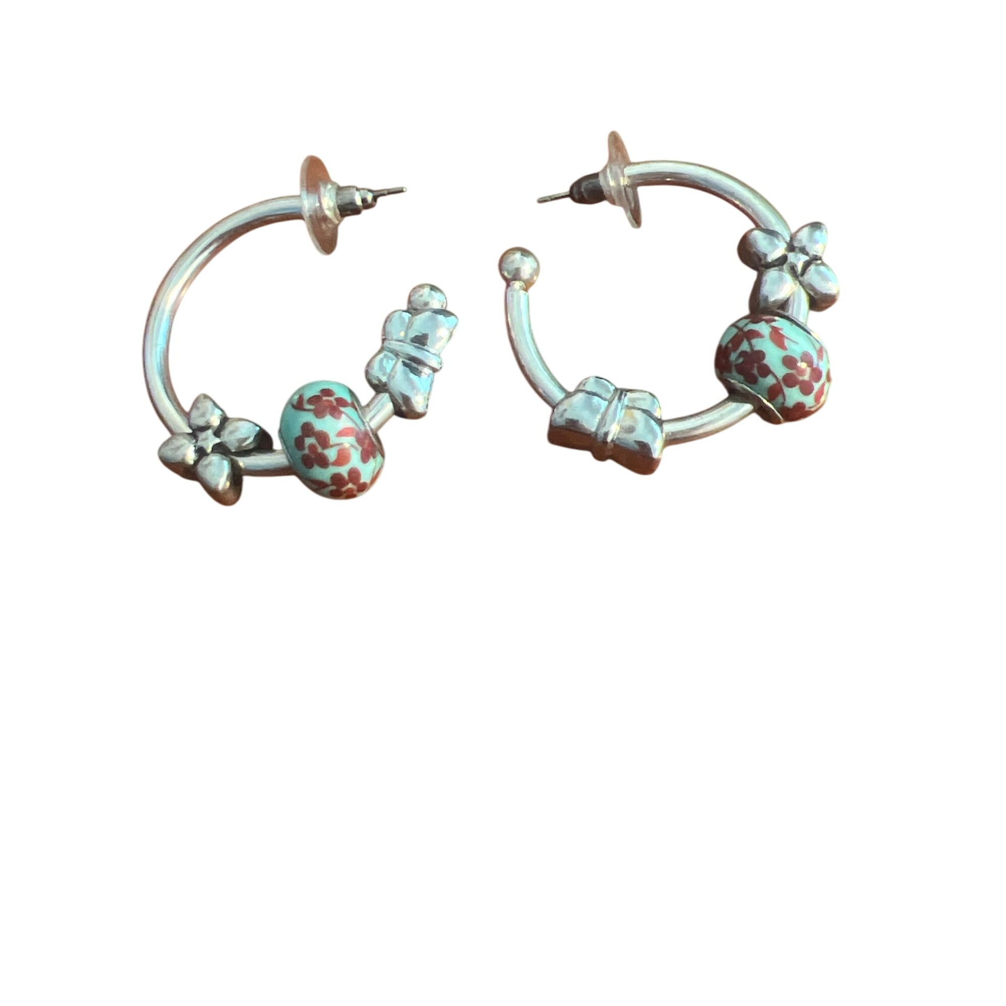 Other Silver Tone Hoop Earrings Add A Charm Floral Beads Butterfly Size ONE SIZE - 1 Thumbnail