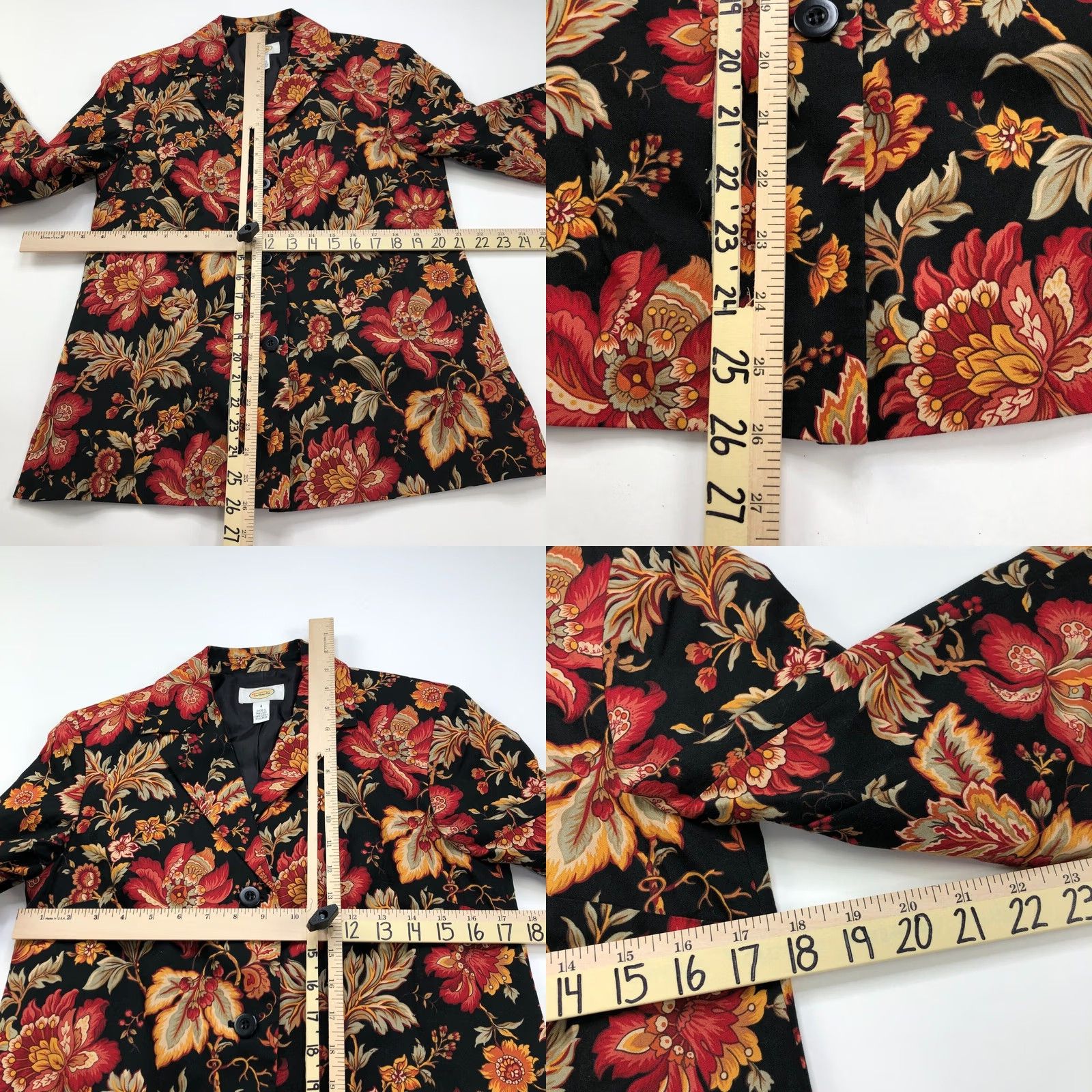 Talbots Talbots Floral Lightweight Womens 100% Cotton Three Button Blazer Jacket Blazer Women Small 4 Multicolor Floral Pattern Size S / US 4 / IT 40 - 9 Thumbnail