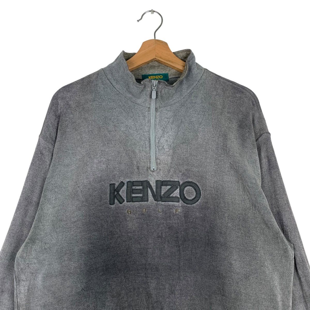 Kenzo Trashed KENZO Embroidery Big Logo Half Zip Sweater #0410-C19 Size US M / EU 48-50 / 2 - 2 Thumbnail