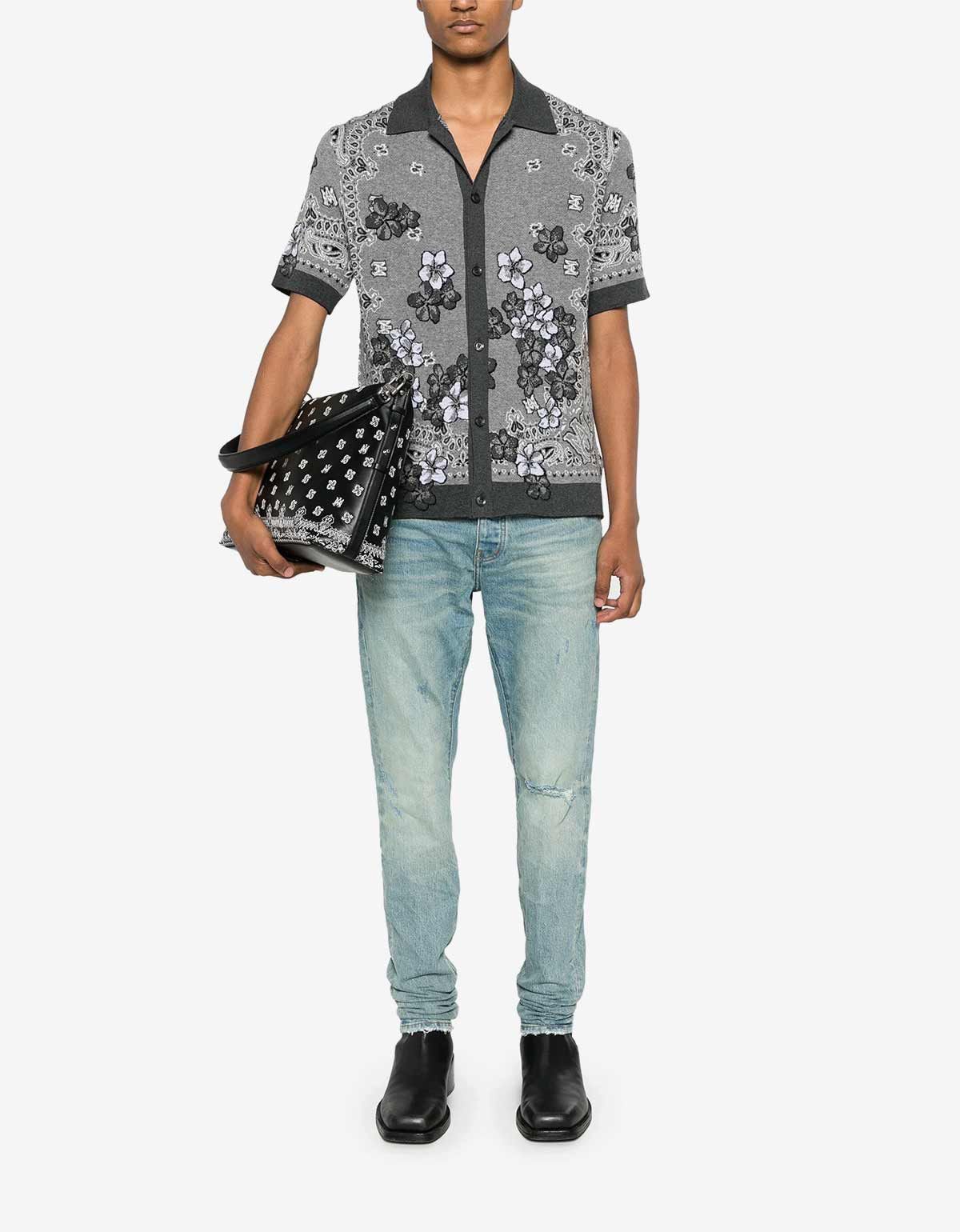 Amiri Amiri Black Bandana Floral Polo Shirt Size US L / EU 52-54 / 3 - 2 Thumbnail