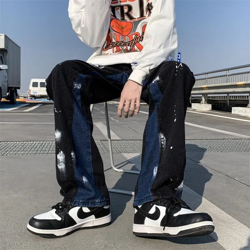 Japanese Brand High street wide leg splashed ink jeans Size US 32 / EU 48 - 3 Thumbnail