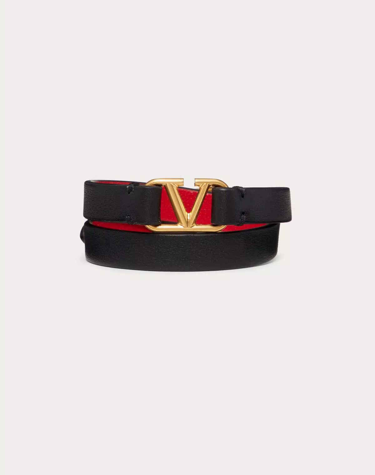 Valentino oc11z0725 Size:OS/Double-Strap Bracelet In Calfskin in Black Size ONE SIZE - 1 Thumbnail