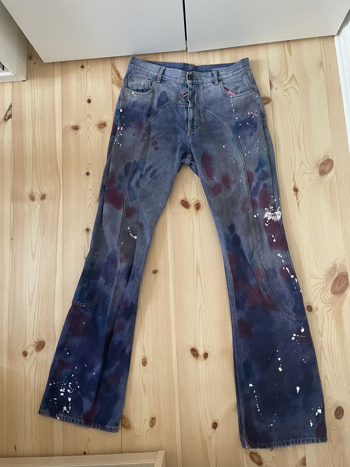 Off-White Off-White Virgil Era Flared Paint-Splatter Denim Jeans Size US 32 / EU 48 - 2 Thumbnail