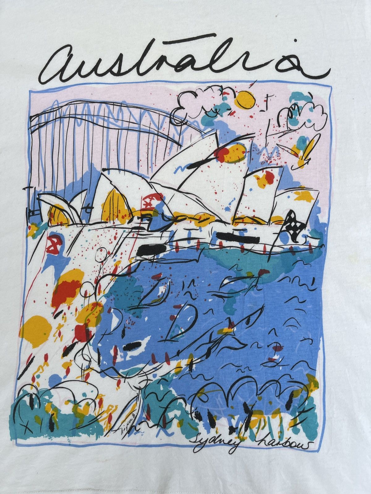 Vintage Last Drop🔥Rare🔥Vintage Australia Sydney Harbous Arts T-Shirt Size US L / EU 52-54 / 3 - 9 Thumbnail