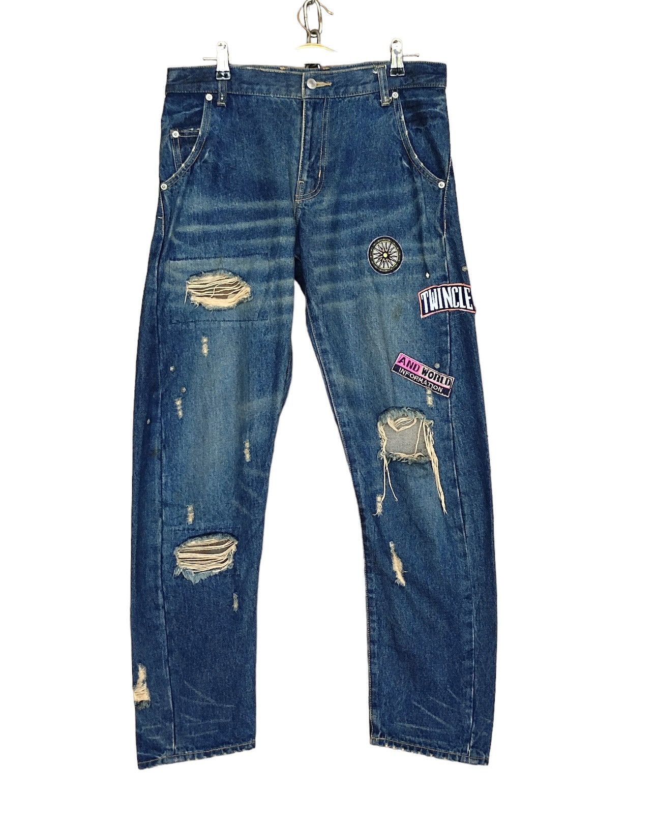 Japanese Brand ARW Patches Distressed Denim Jeans