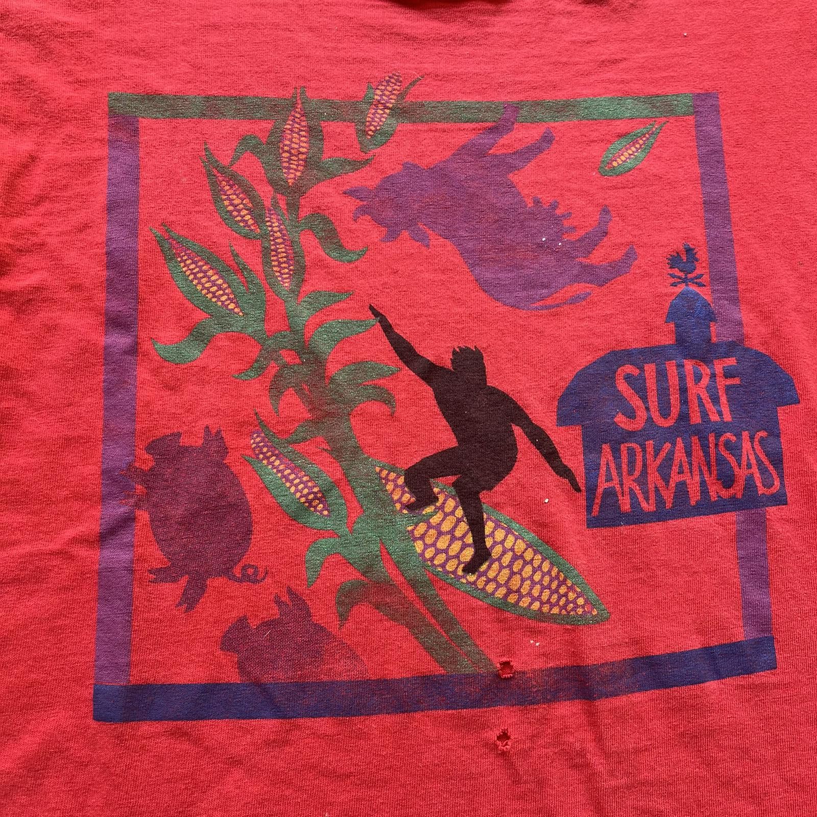 Jerzees × Vintage Vintage 80s Distressed Surf Arkansas Funny Farm Corn Shirt Size US M / EU 48-50 / 2 - 2 Thumbnail