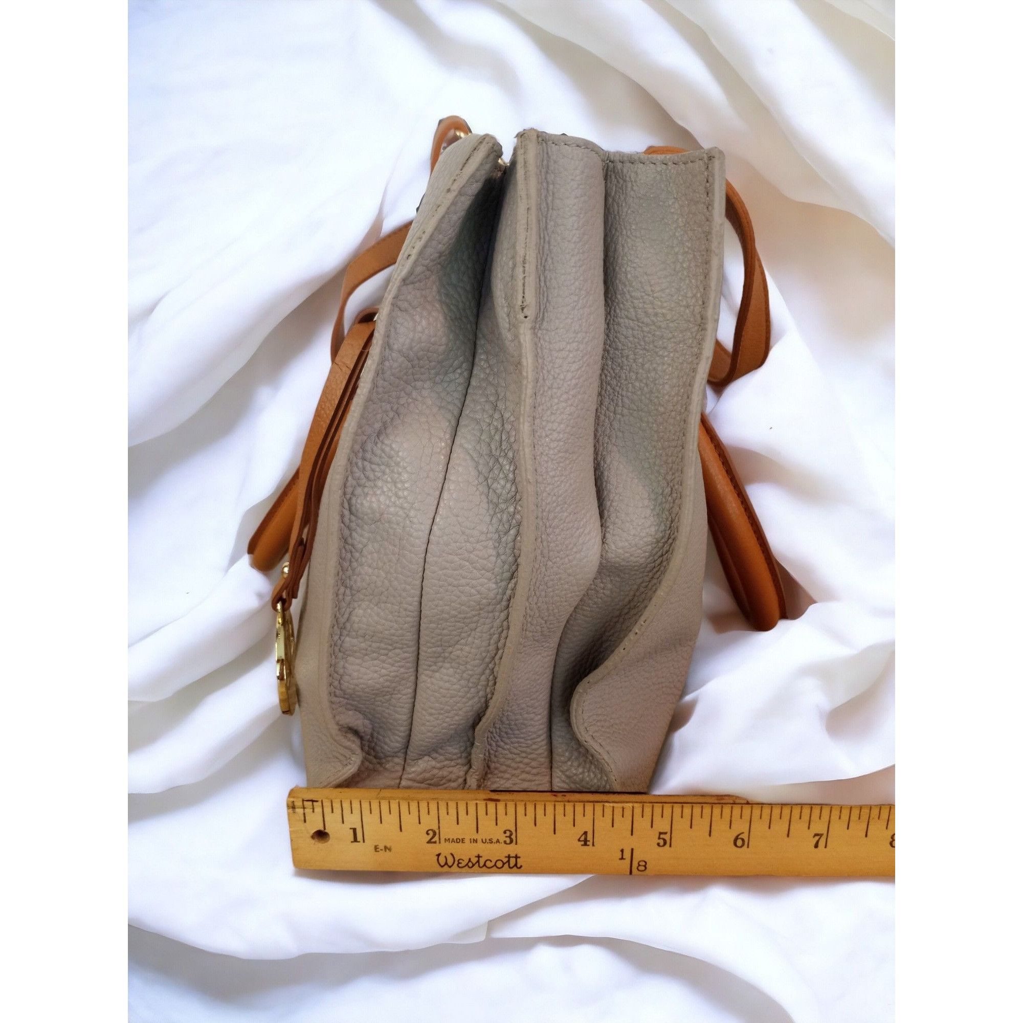 Designer Valentina Tradizone Italiana Beige Pebbled Leather Crossbody Size ONE SIZE - 15 Thumbnail