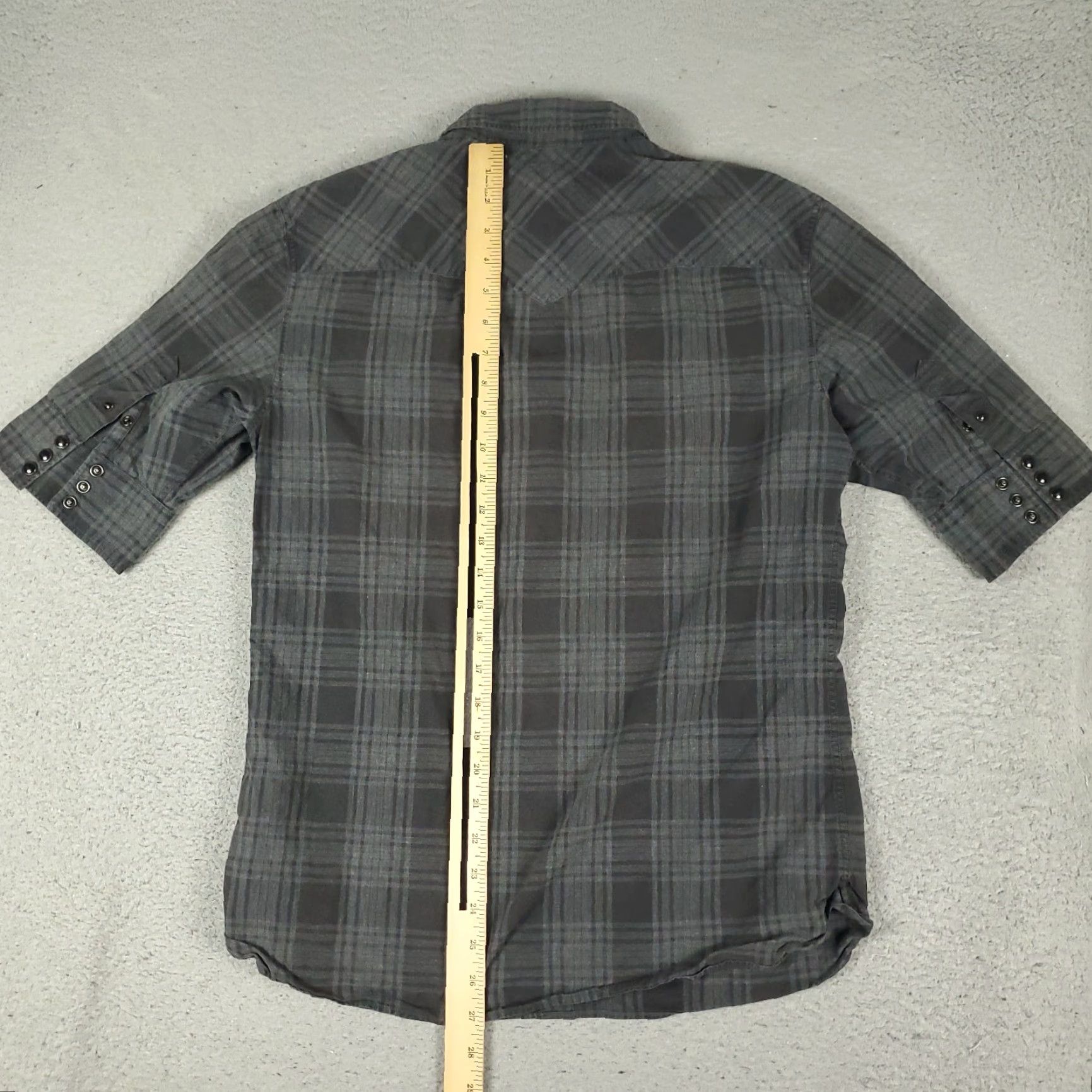 Allsaints AllSaints Shirt Mens S Gray Plaid Western Button-Up Short Sleeve Collared Logo Pocket Vintage: No Size US S / EU 44-46 / 1 - 6 Thumbnail