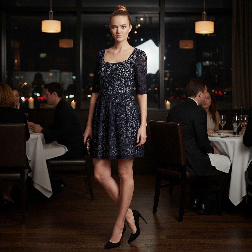 Carven Carven Blue Lace Pattern Mini Dress, S/US4/FR36 SRP: $2040 Size S / US 4 / IT 40 - 2 Thumbnail
