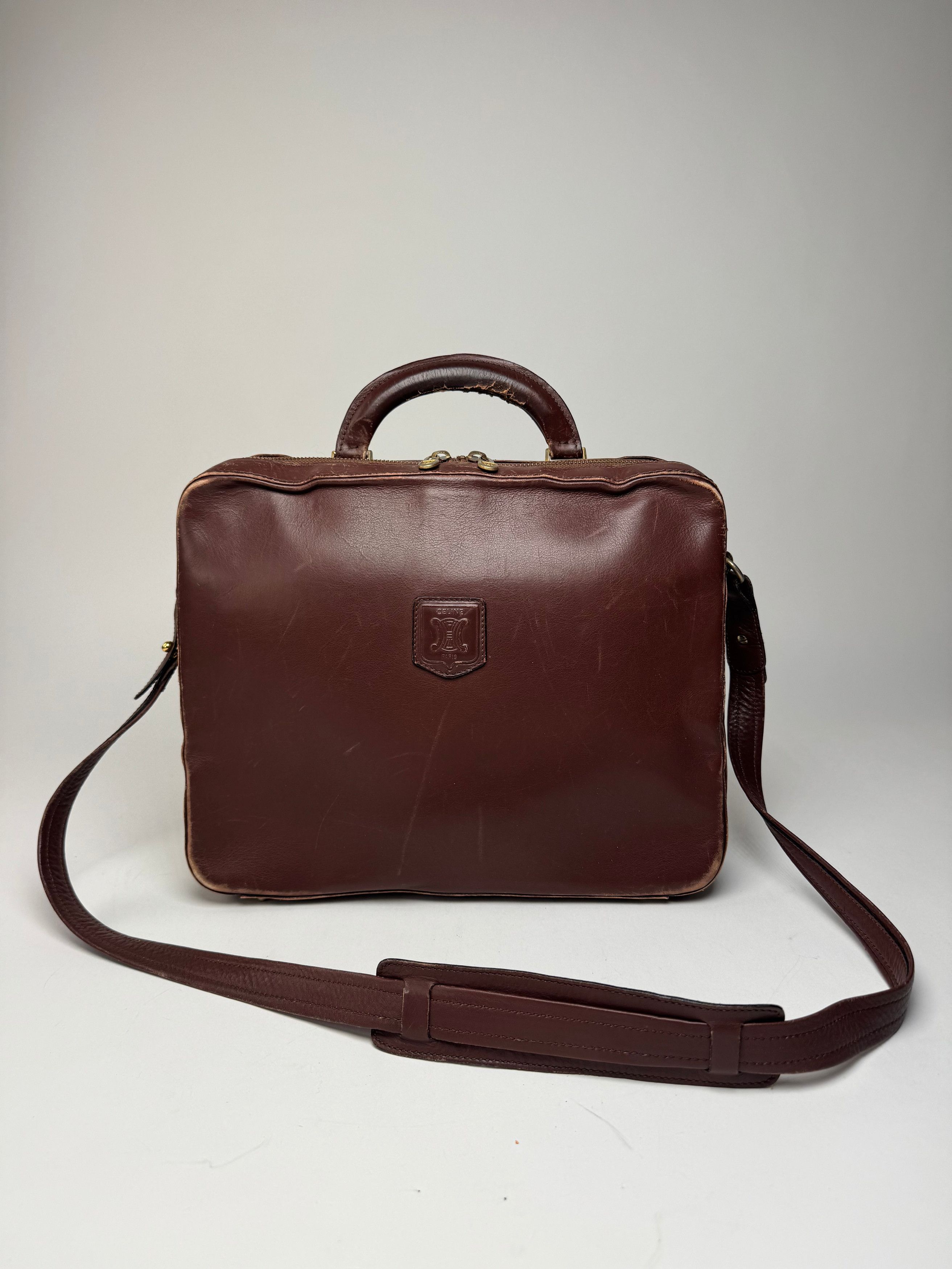 Celine Vintage Paris 2Way Leather Travel Bag Brown Size ONE SIZE - 1 Thumbnail