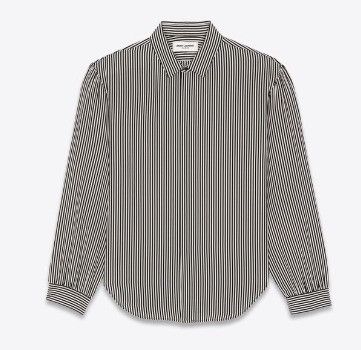 o1s1wg110724 Oversized Shirt Striped Crepe in Black/White