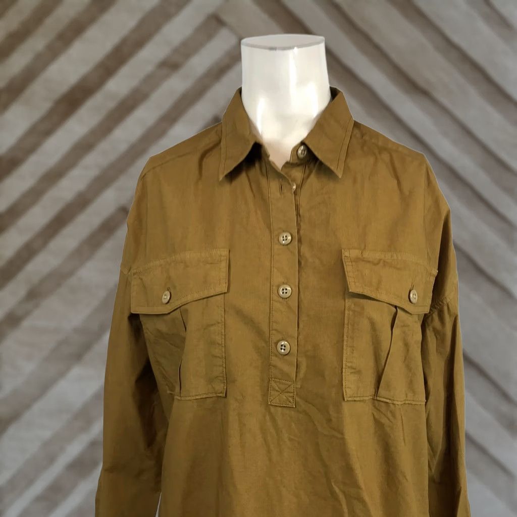Alex Mill ALEX MILL Wash & Go Popover Shirt Womens XS Ochre Brown Cotton Blouse Size XS / US 0-2 / IT 36-38 - 1 Thumbnail