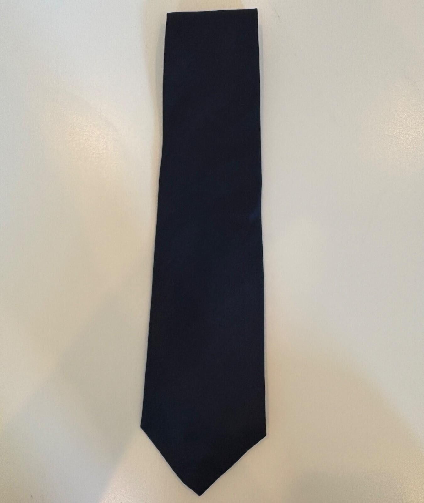 Brandini Brandini le collezioni Navy Blue Solid Silk Tie Designer Men Size ONE SIZE - 5 Thumbnail