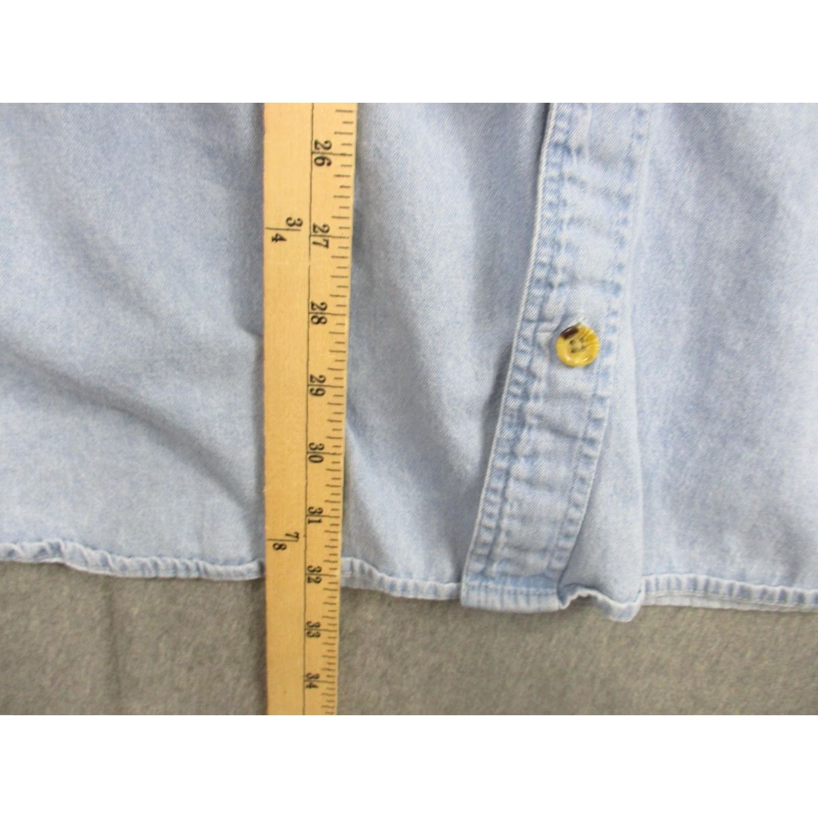 Denime J. Peterman Shirt Mens XL Light Blue Denim Short Sleeve Button-Up Pockets Casual Size US XL / EU 56 / 4 - 5 Thumbnail