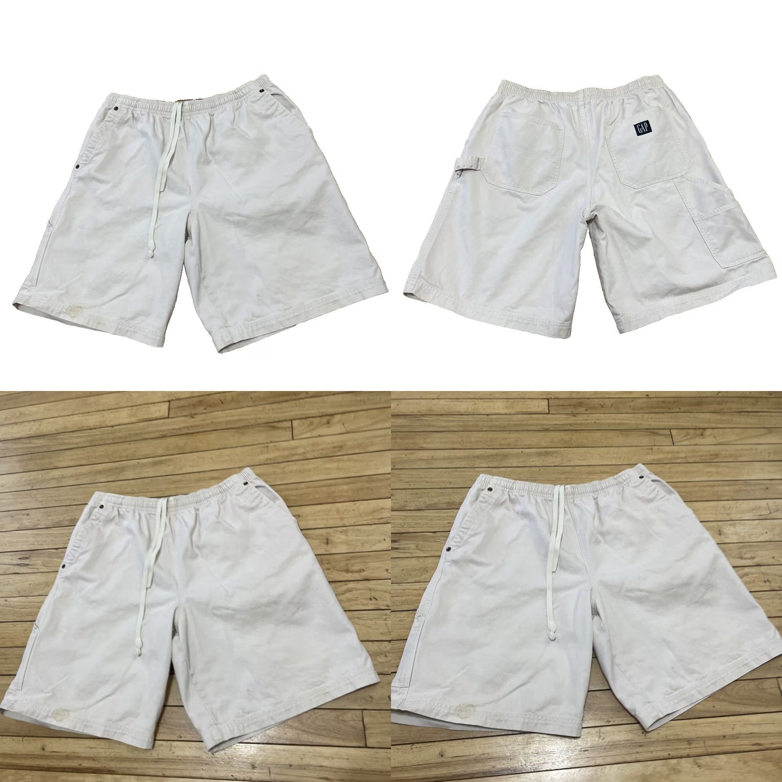 Gap GAP Carpenter Shorts Men L Drawstring Stretch Cream Utility Skate Workwear Grung Size US 33 - 8 Thumbnail