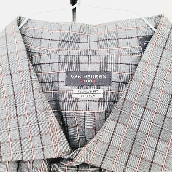 Van Heusen Flex Regular Fit Plaid Long Slv Button-Up Shirt Sz 18/34-35 Size US XXL / EU 58 / 5 - 6 Thumbnail