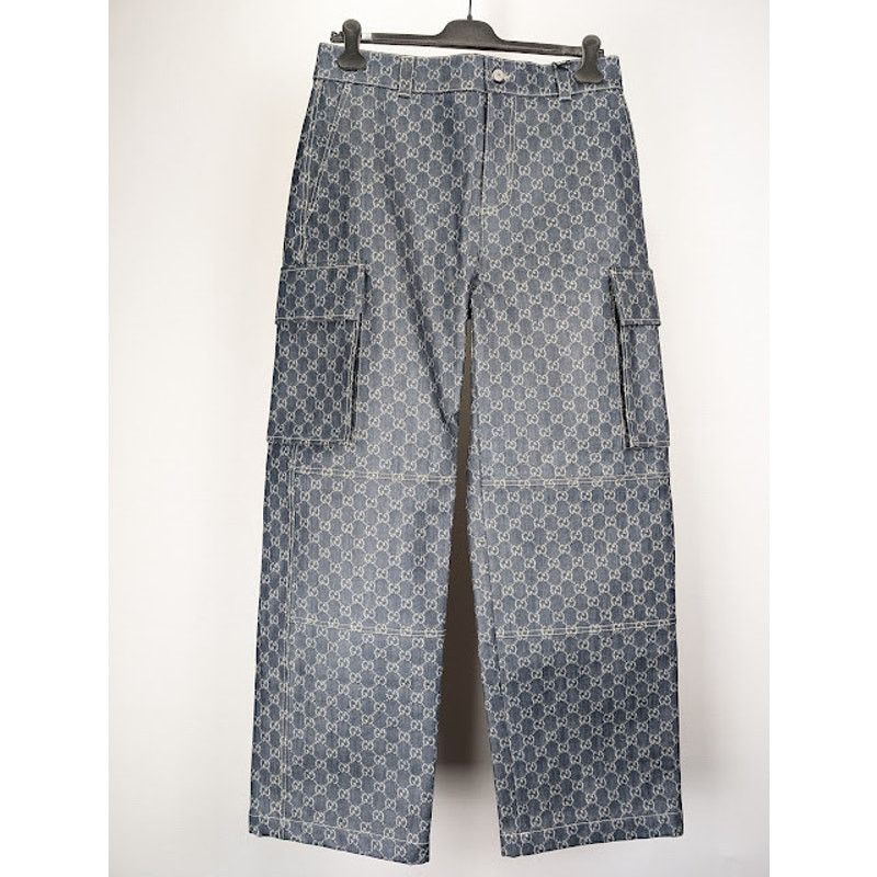 Gucci o1rshd1 Coated GG Denim Cargo Pant in Blue Size US 34 / EU 50 - 2 Thumbnail